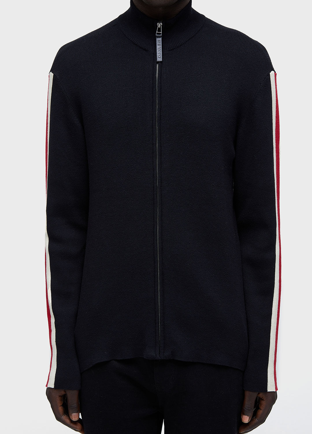 Mens zipped striped sweater