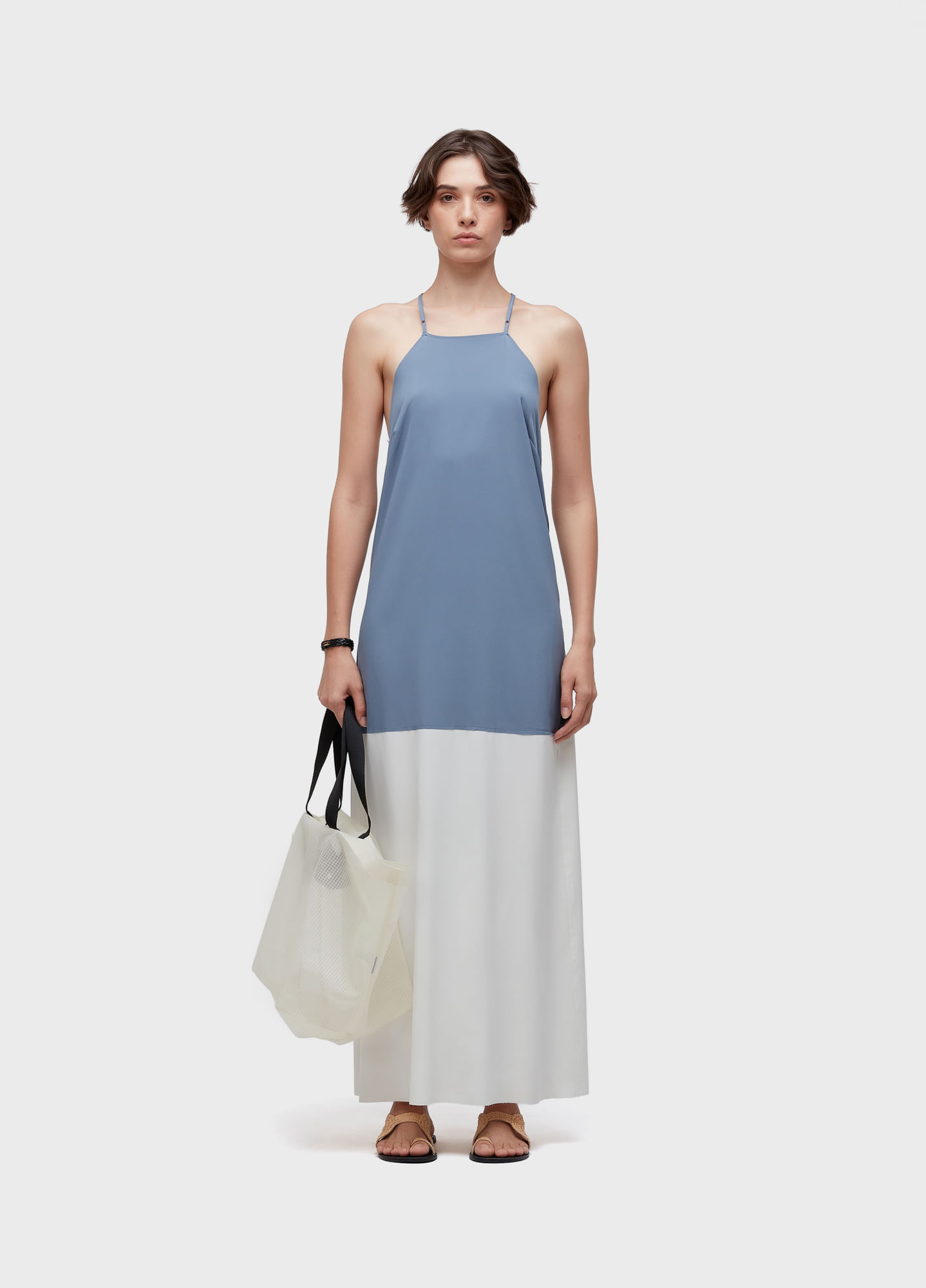 Vestido superlight alças bicolor