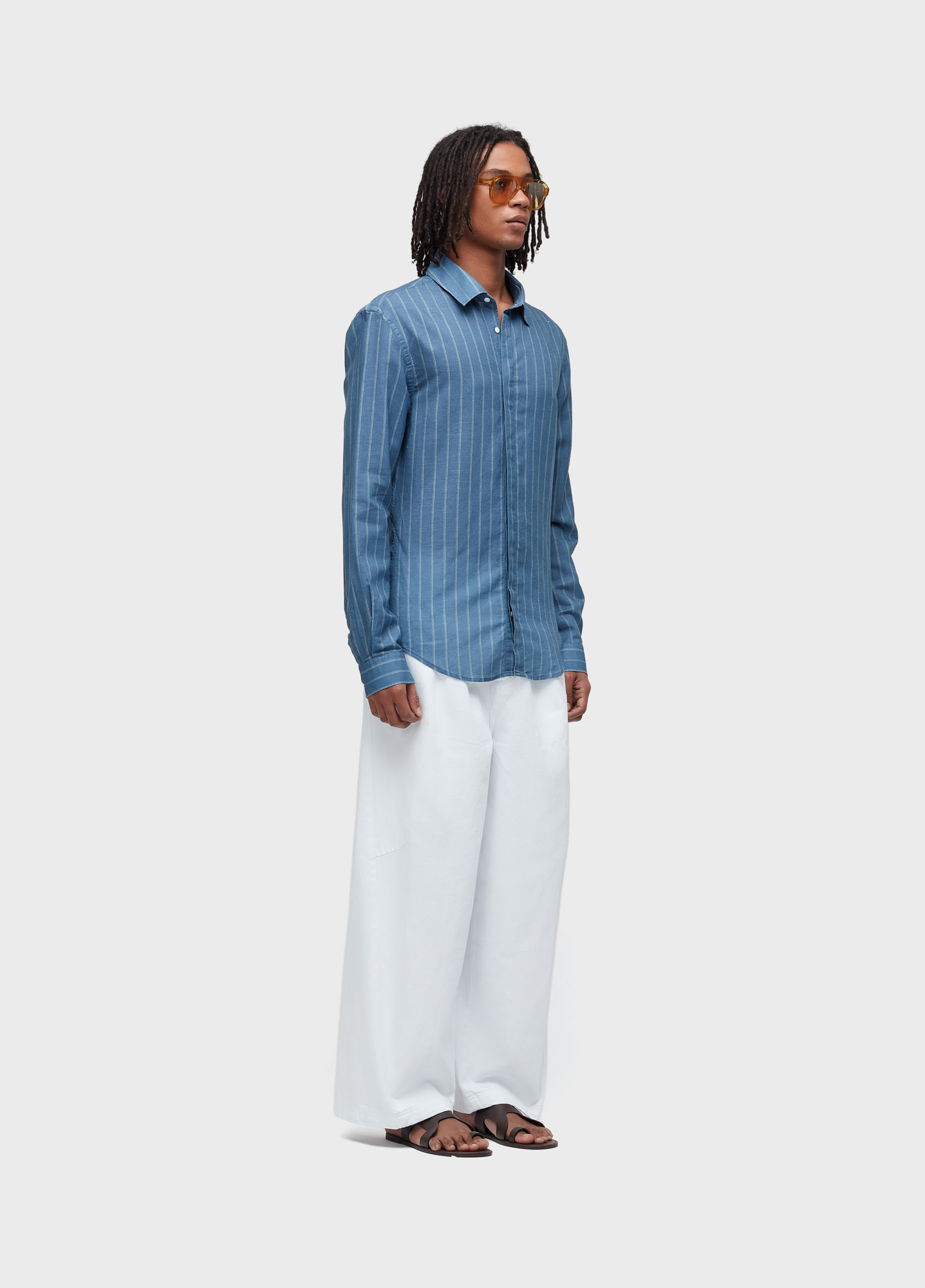 Calça over wide twill