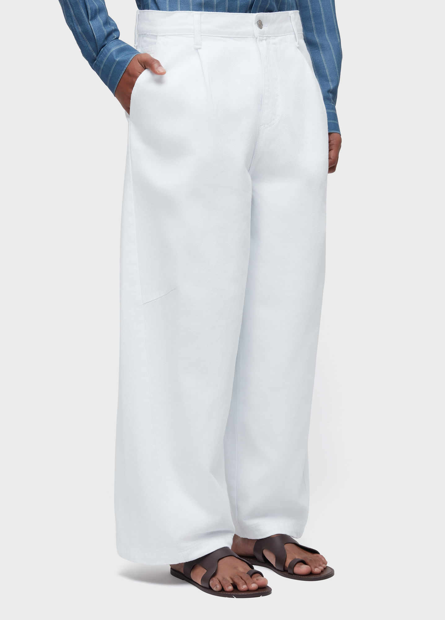 Calça over wide twill