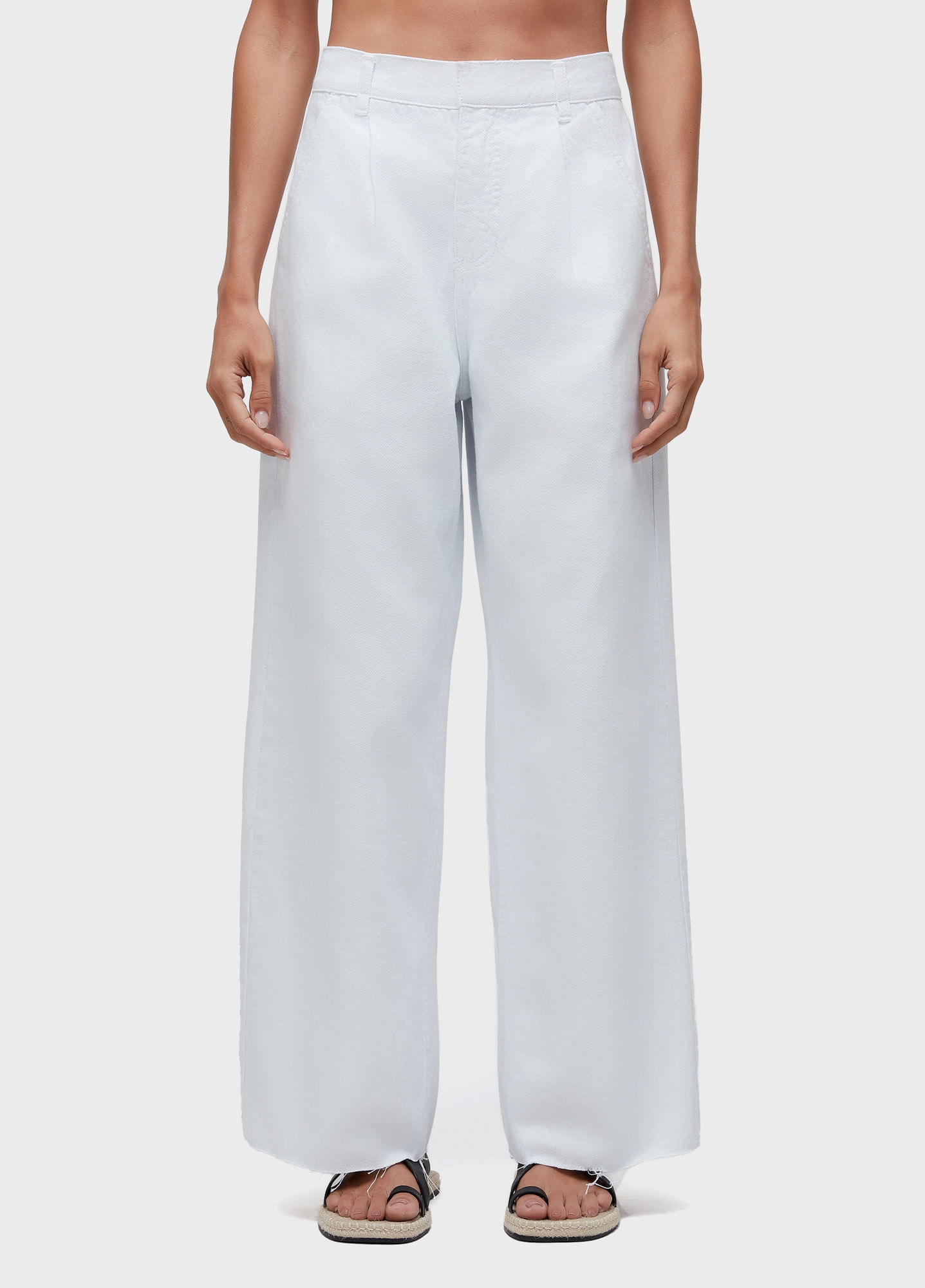 Calça pregas white denim