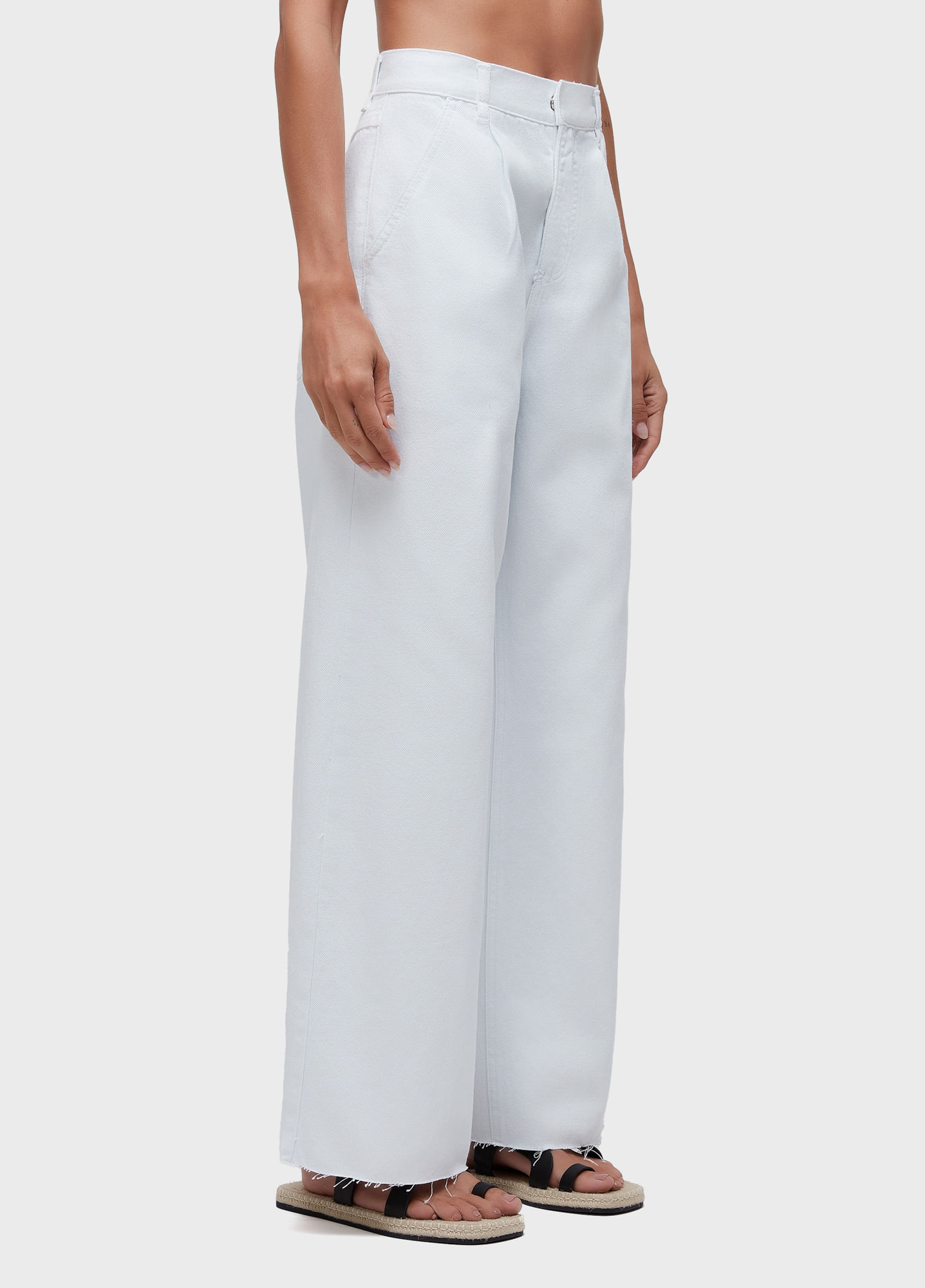 Calça pregas white denim