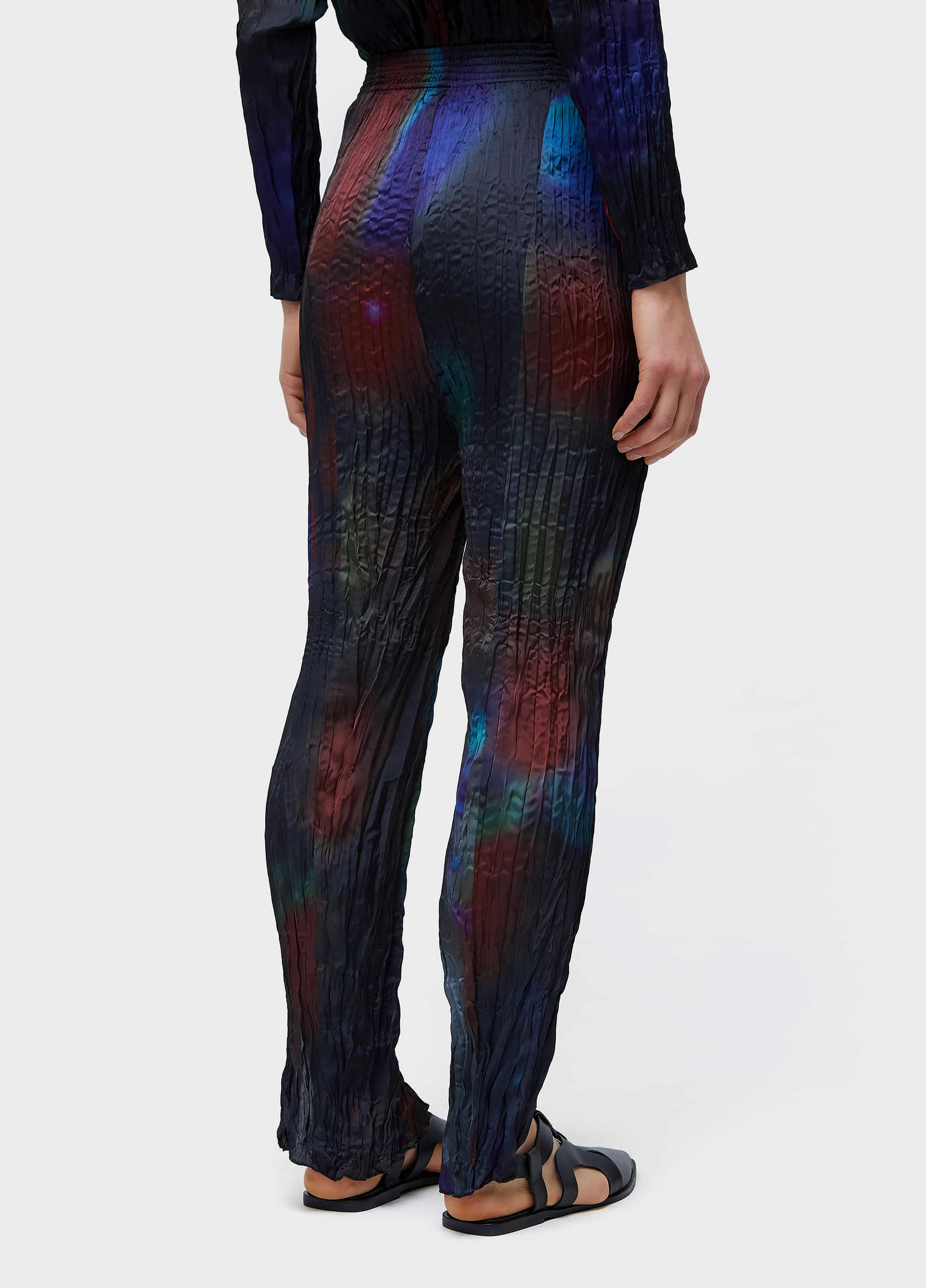 Calça wrinckled satin rose blur double