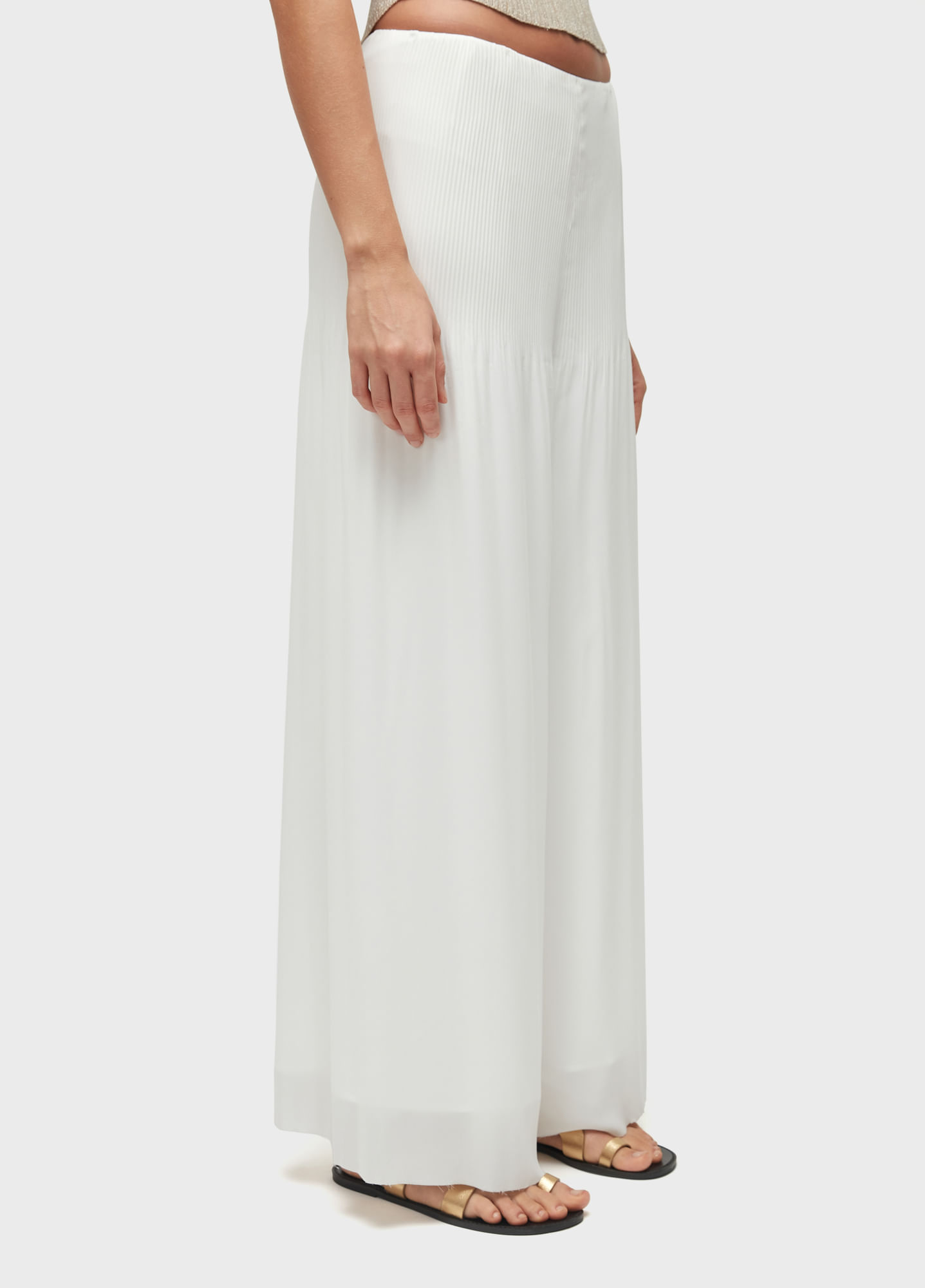 Calça reta plissado