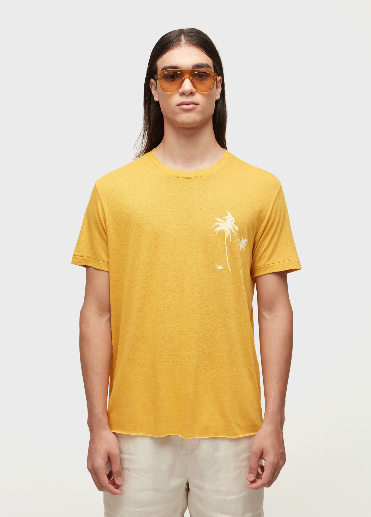 T-shirt palm tree light linen