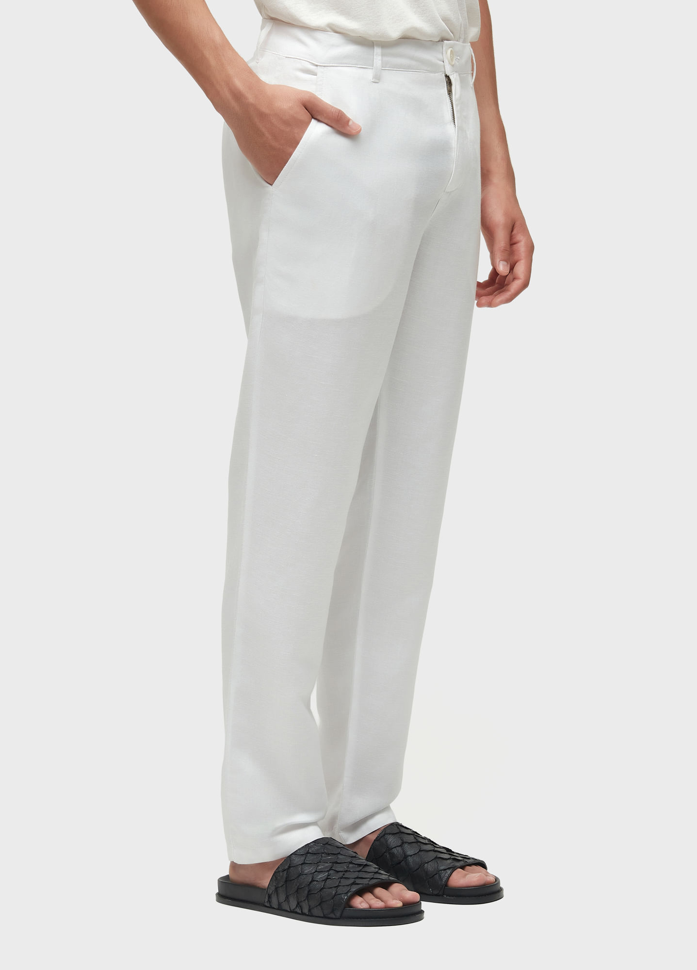 Calça alfaiataria fluid linen