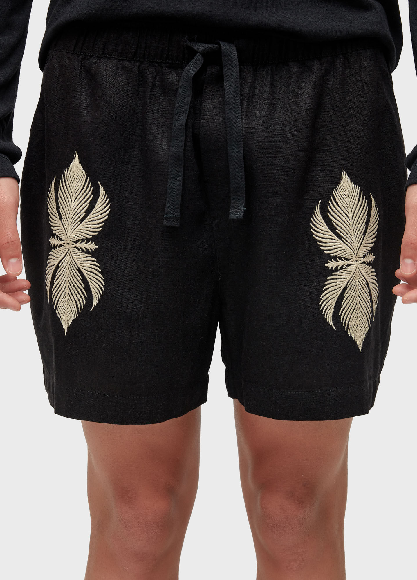 Bermuda pj linen leaf bordado