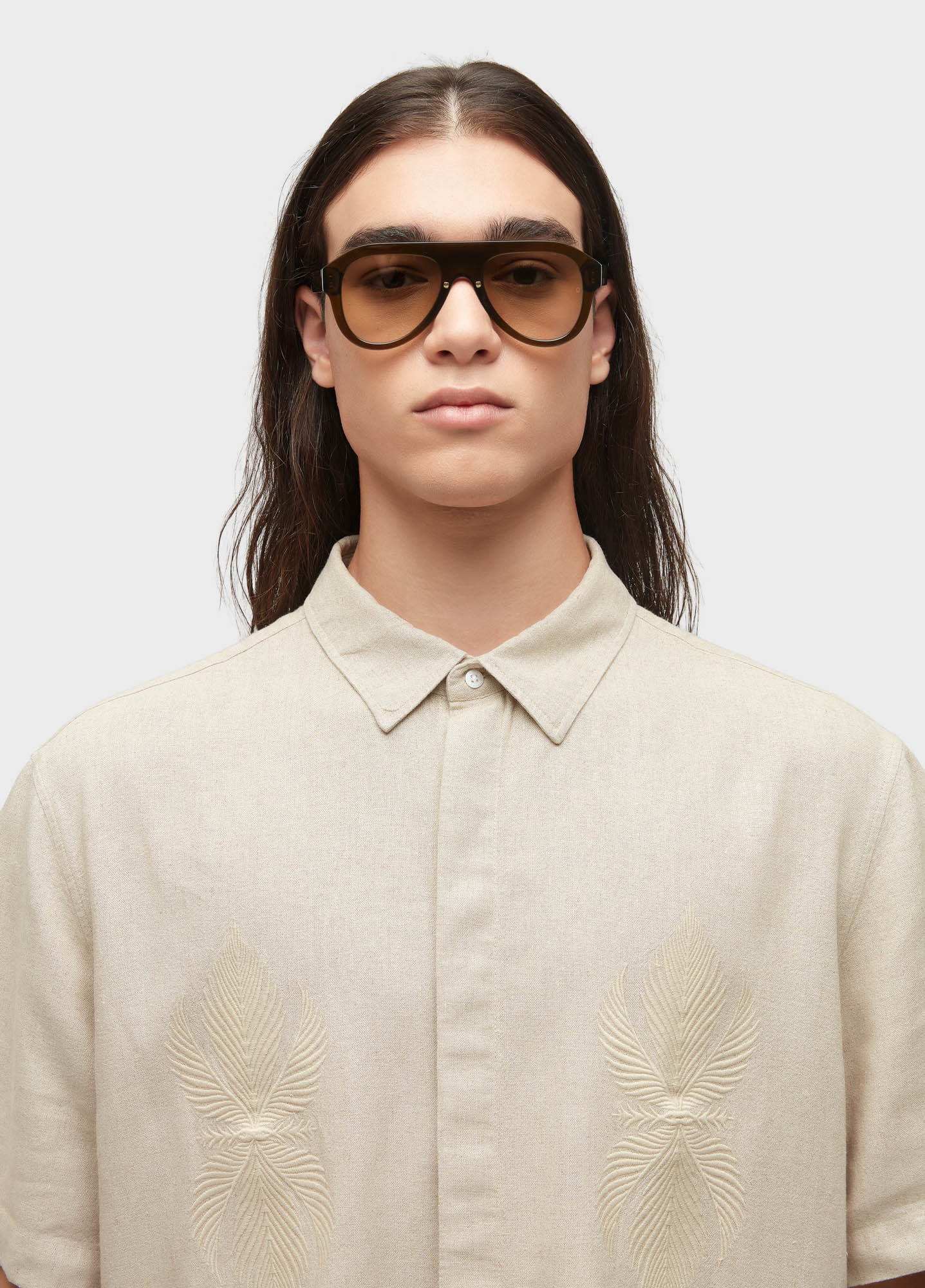 Camisa linen bordado