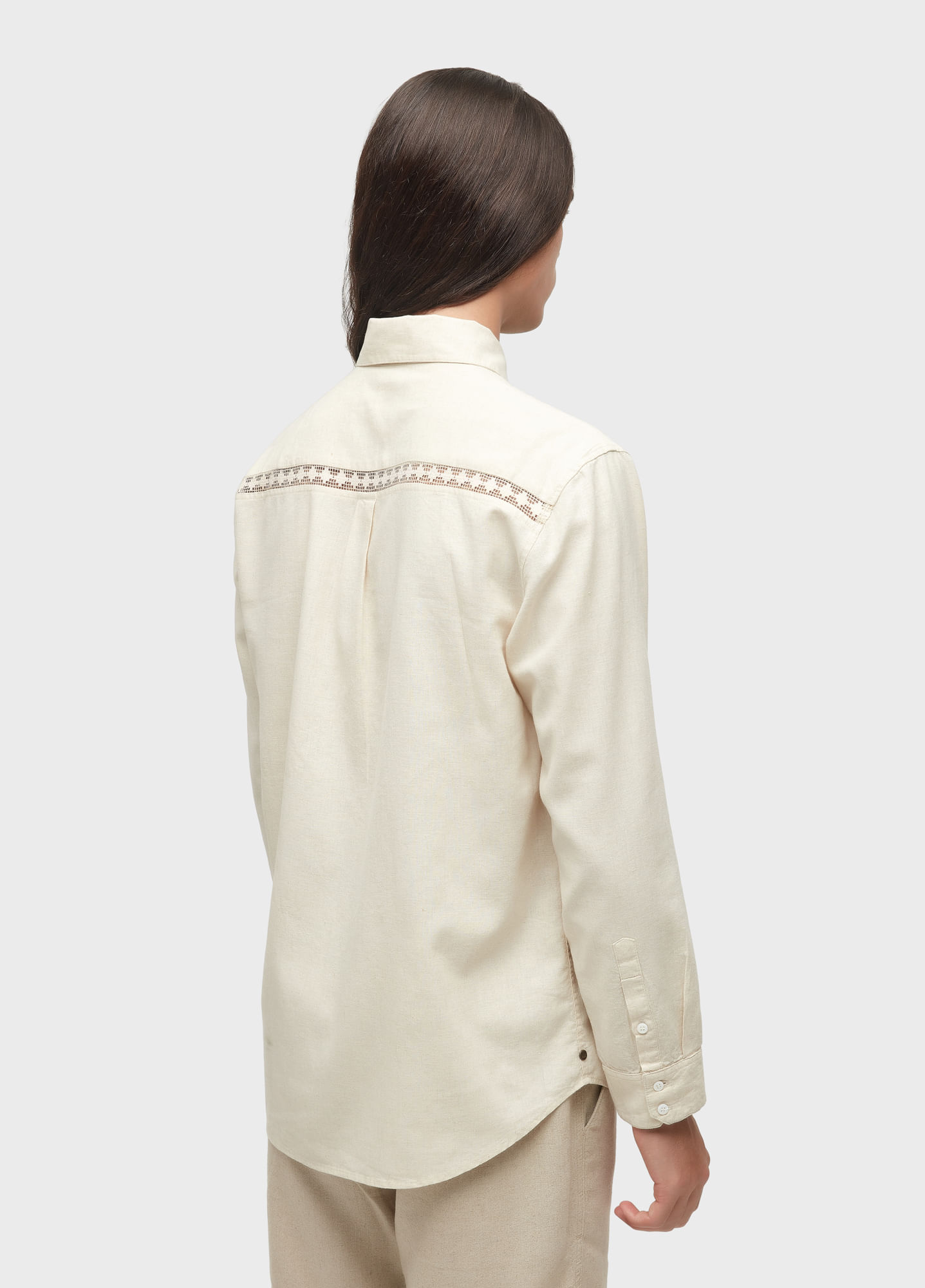 Camisa cotton linen lace