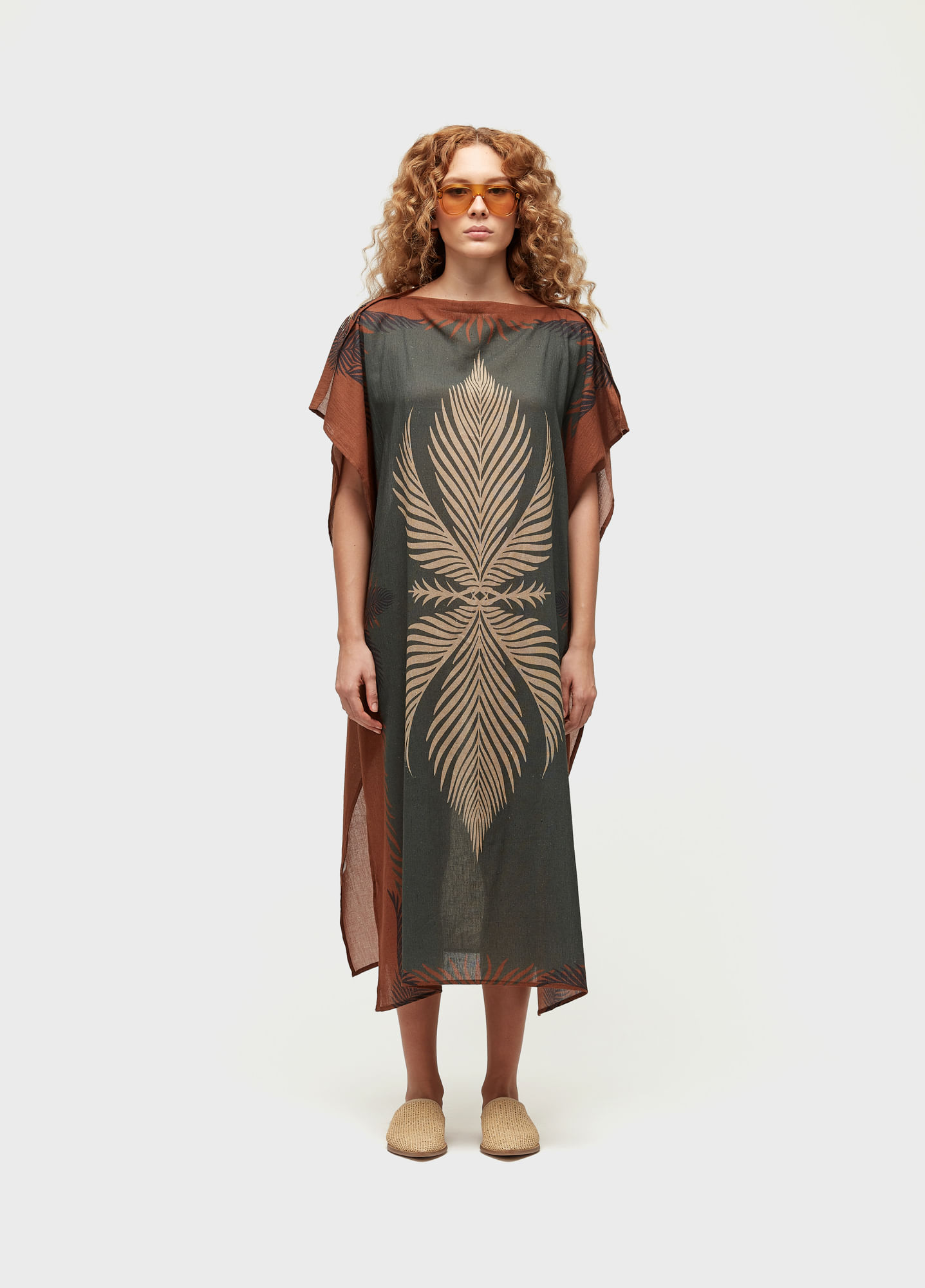 Vestido praia scarf leaf