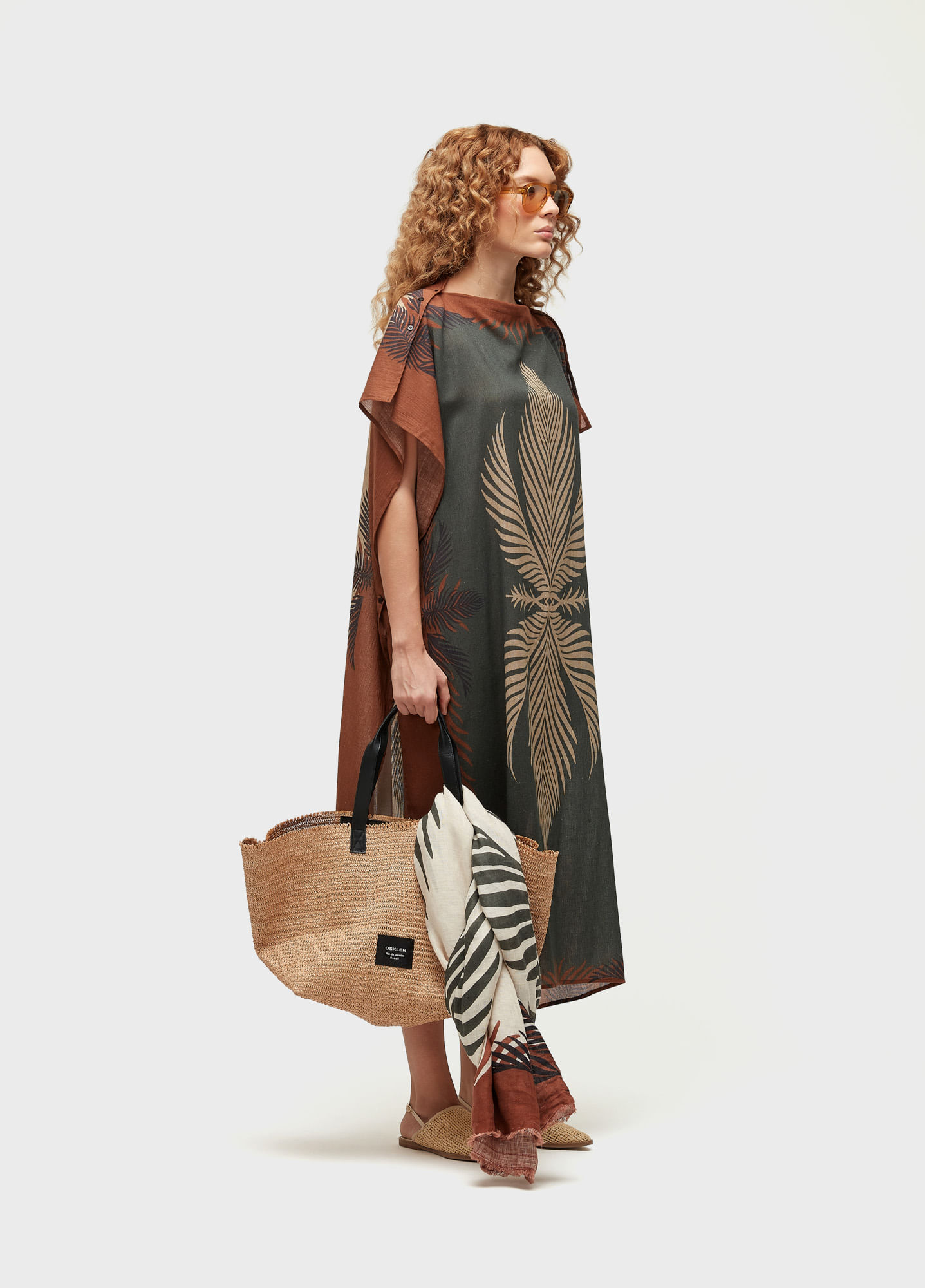 Vestido praia scarf leaf