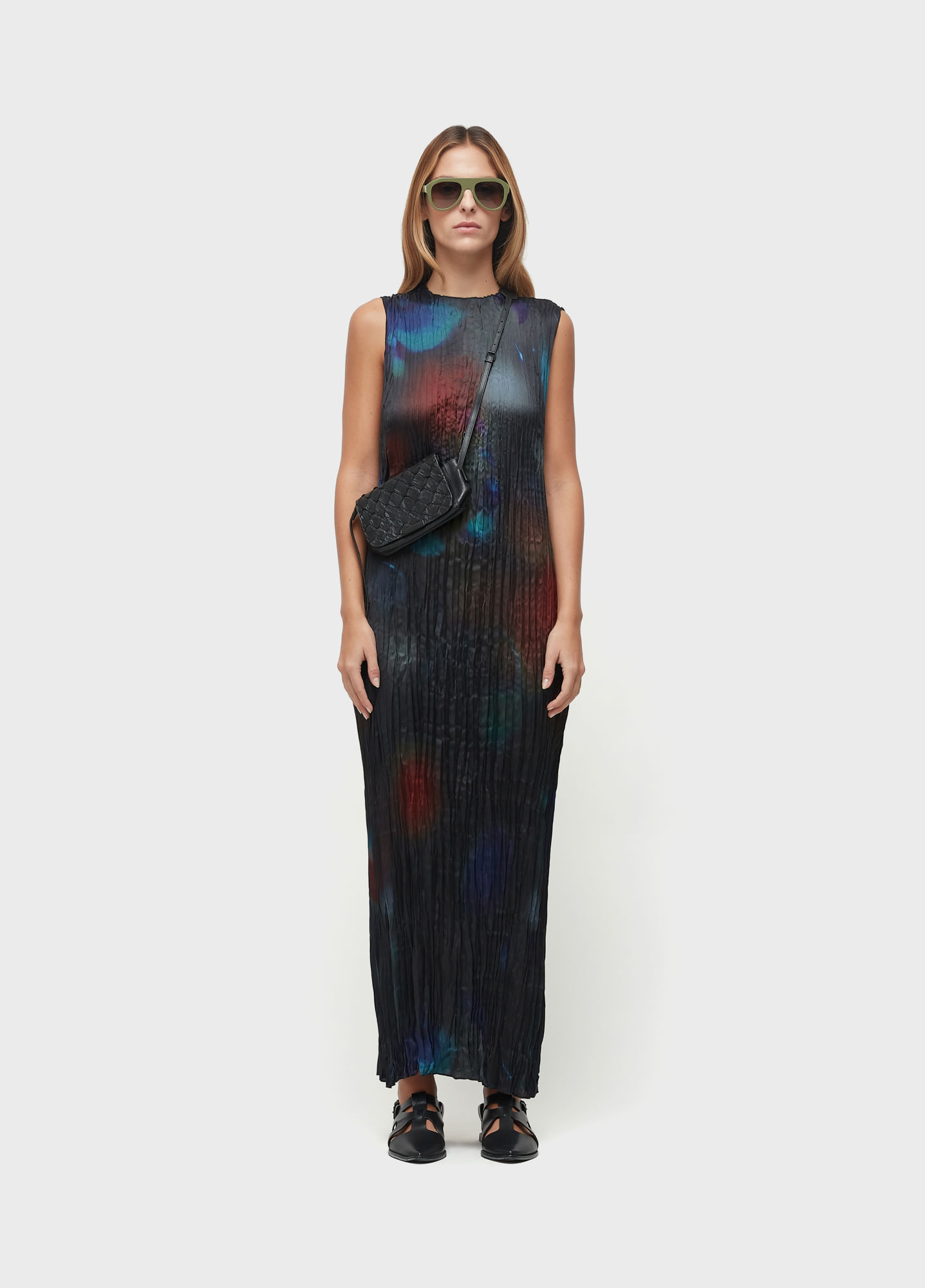 Vestido wrinckled satin rose blur double