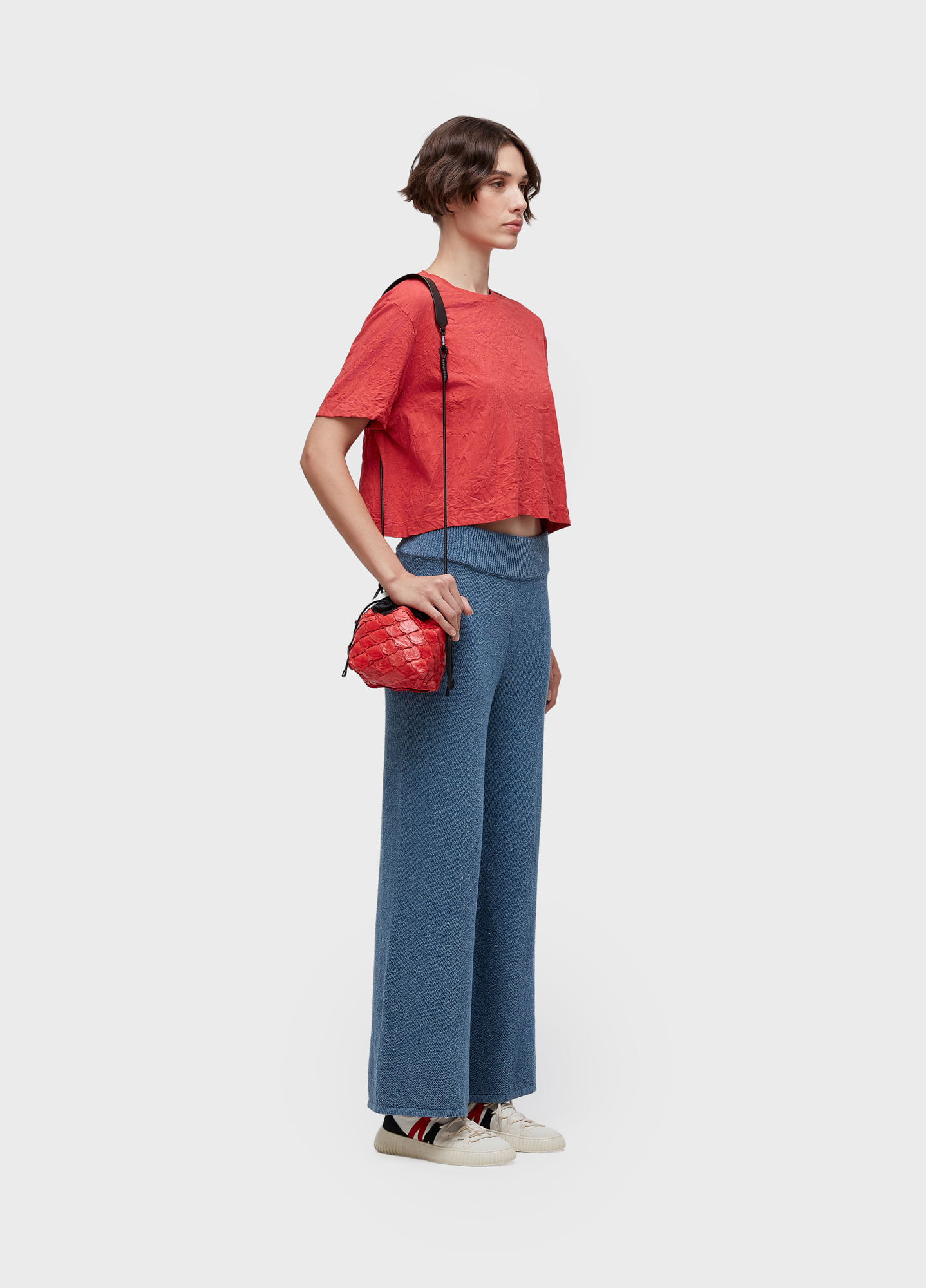 T-shirt cropped wrinkle