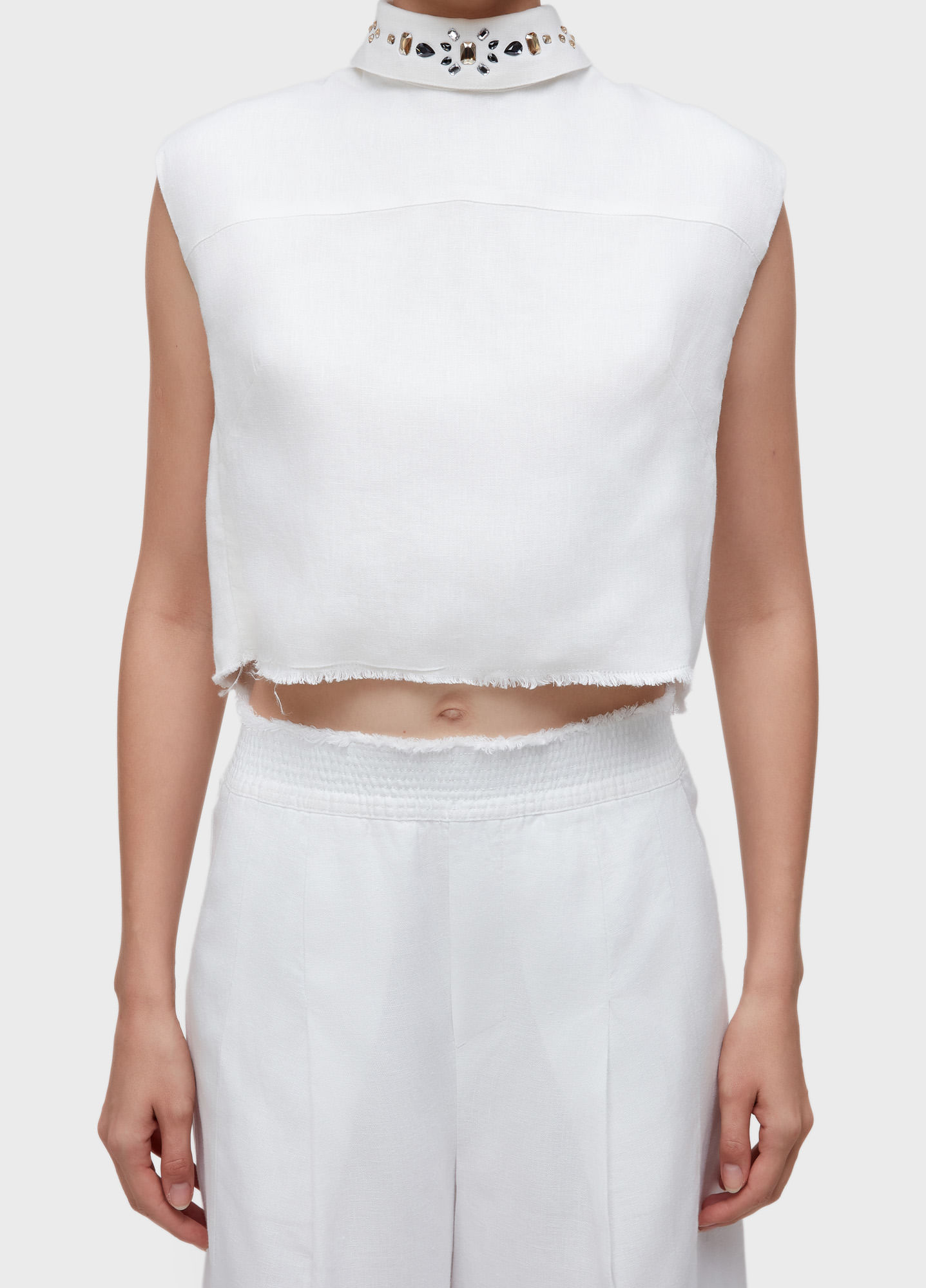 Blusa sleeveless linen cristais