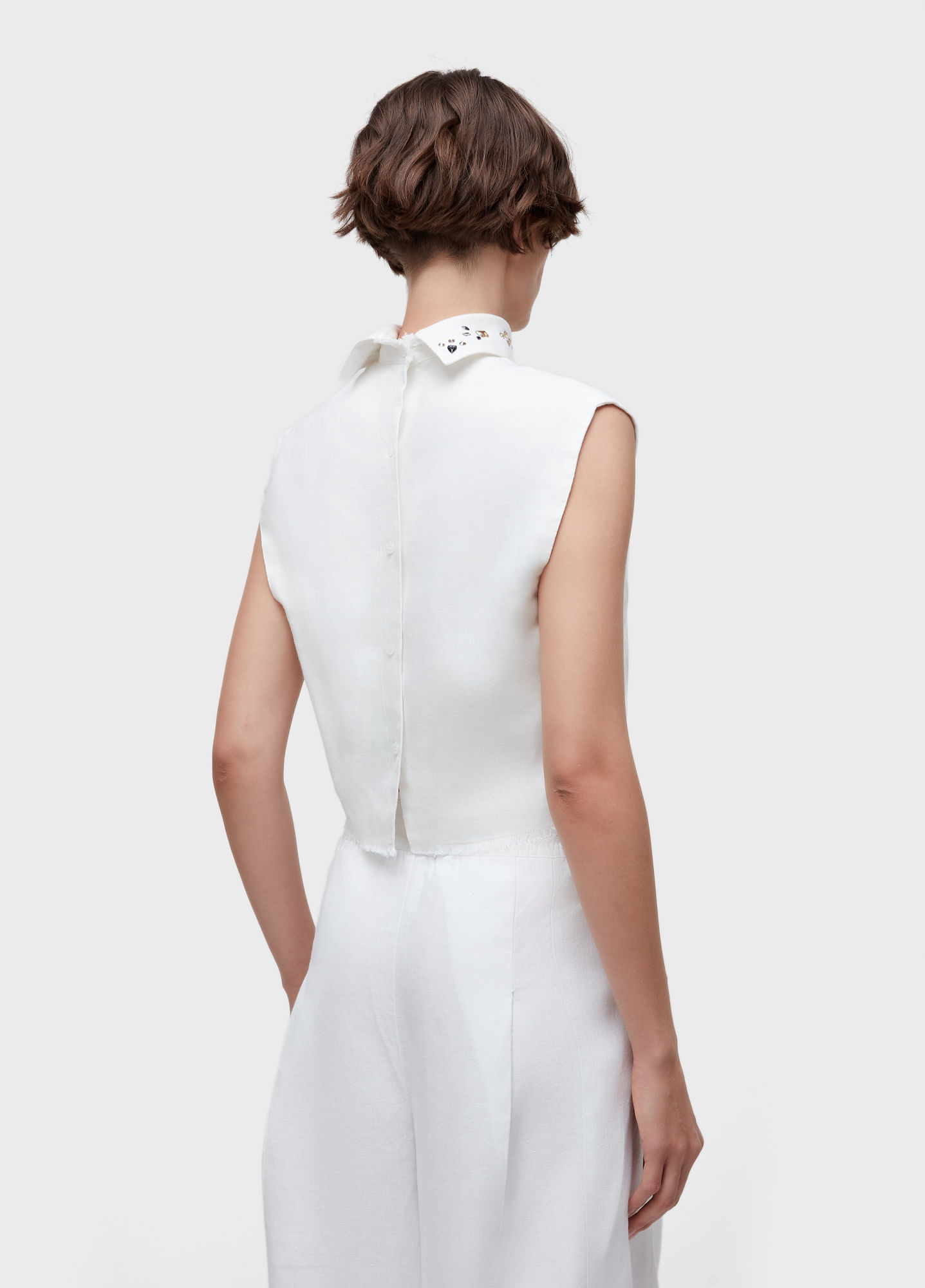 Blusa sleeveless linen cristais