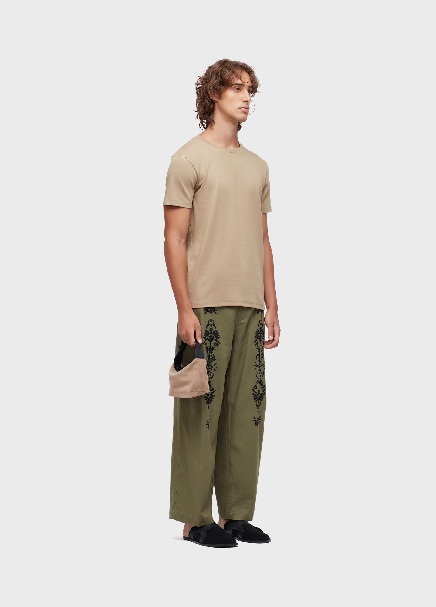 Calça linen palmeira arabescós