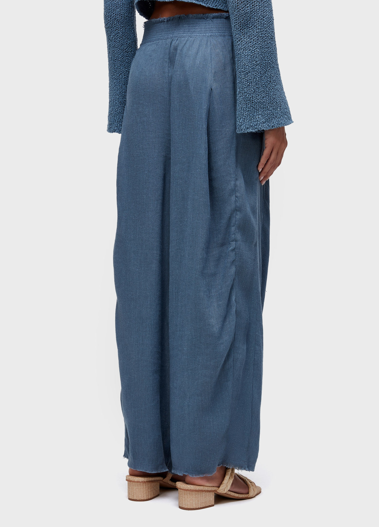 Calça pregas linho reciclado