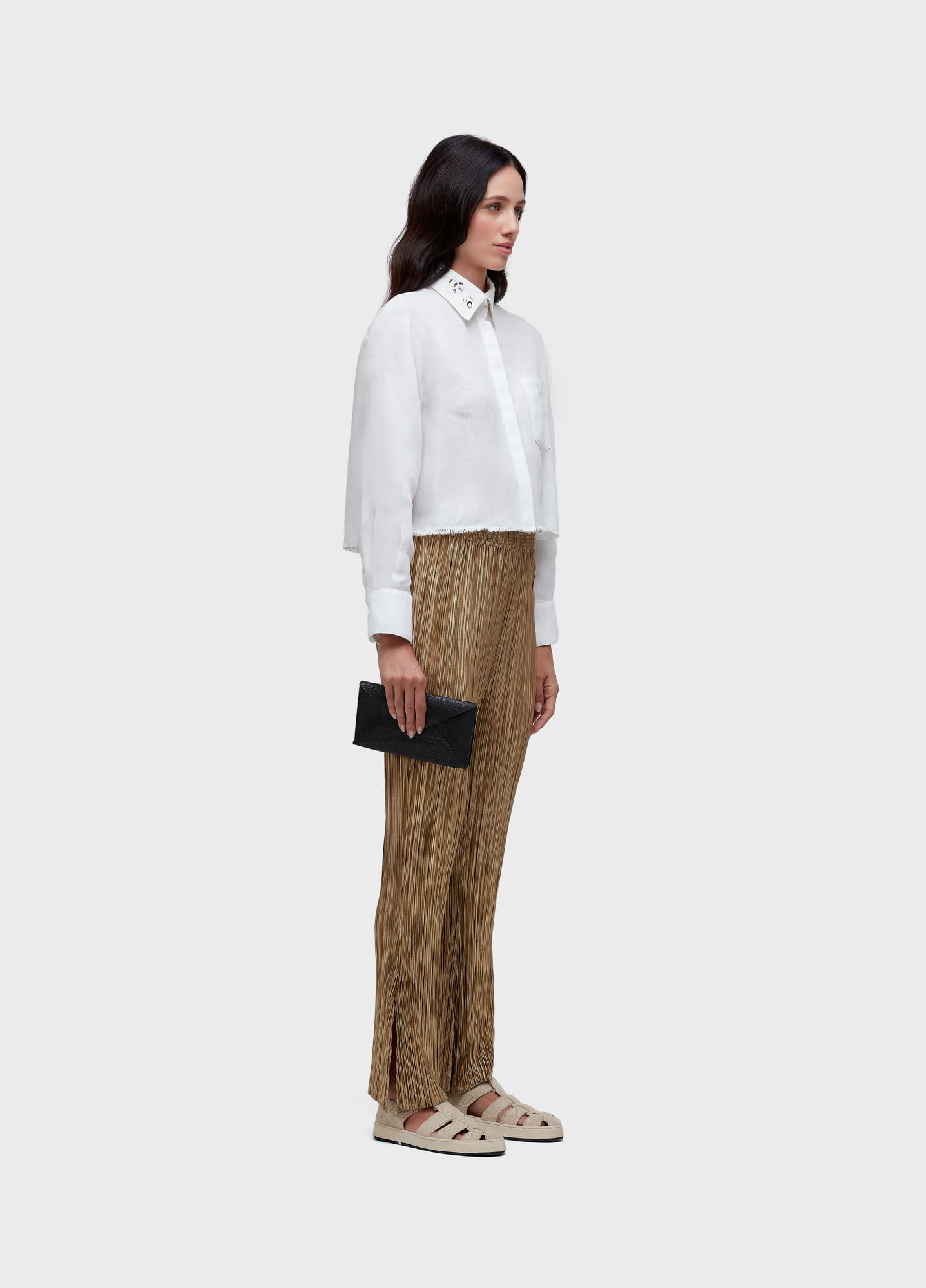 Camisa cropped linen cristais