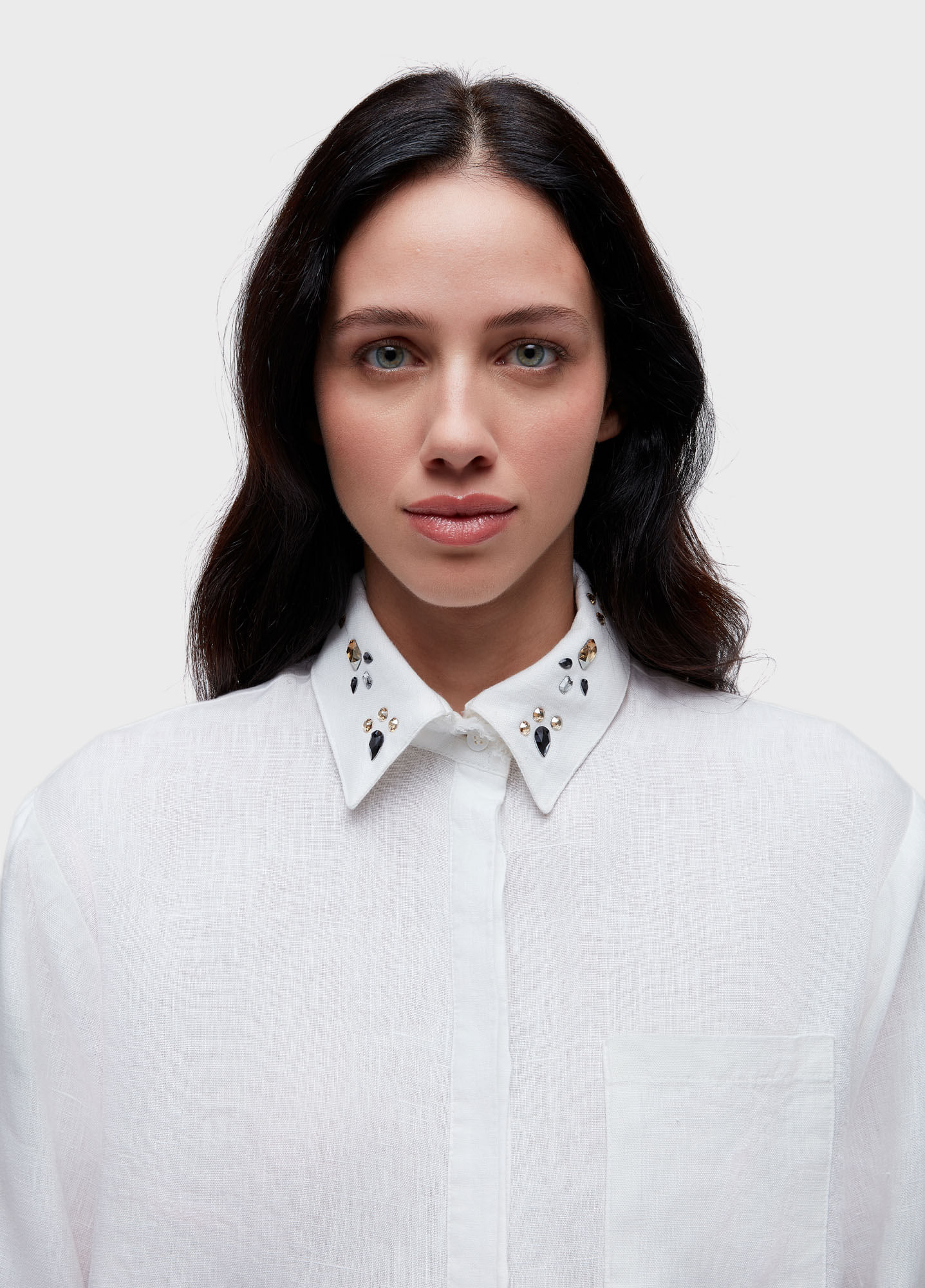 Camisa cropped linen cristais
