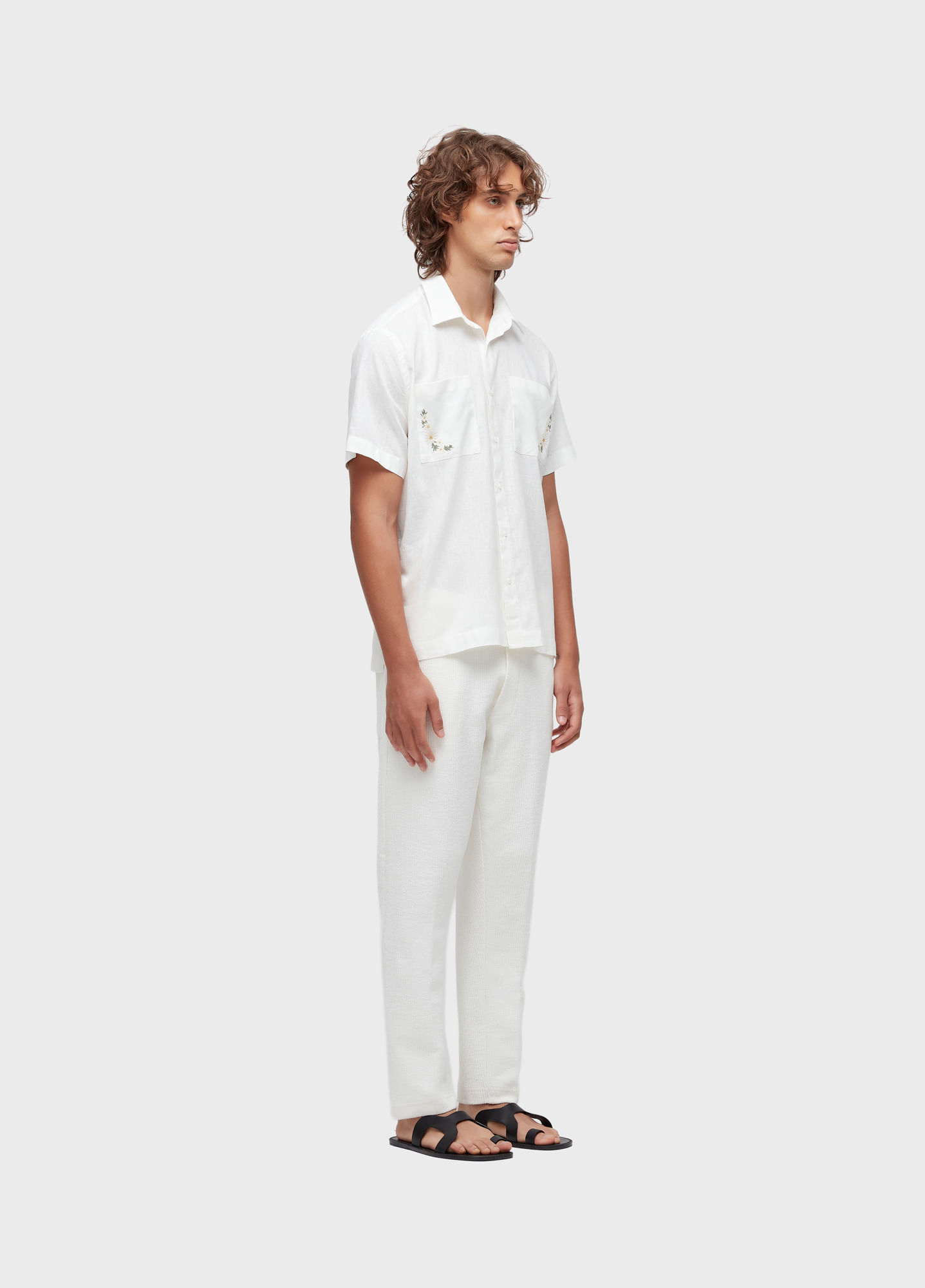 Camisa linen daisy light bordado MC