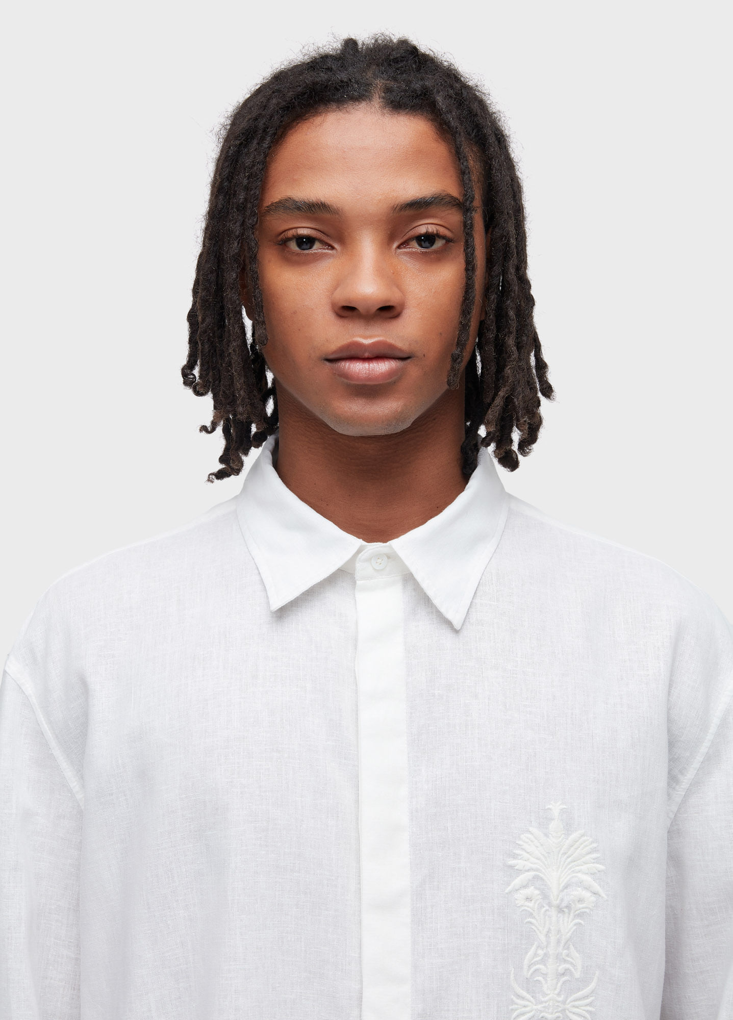 Camisa linen arabesco palmeira ML