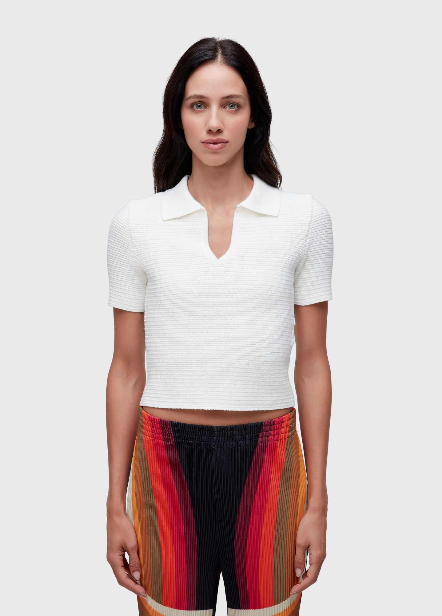 Blusa polo tricot textura