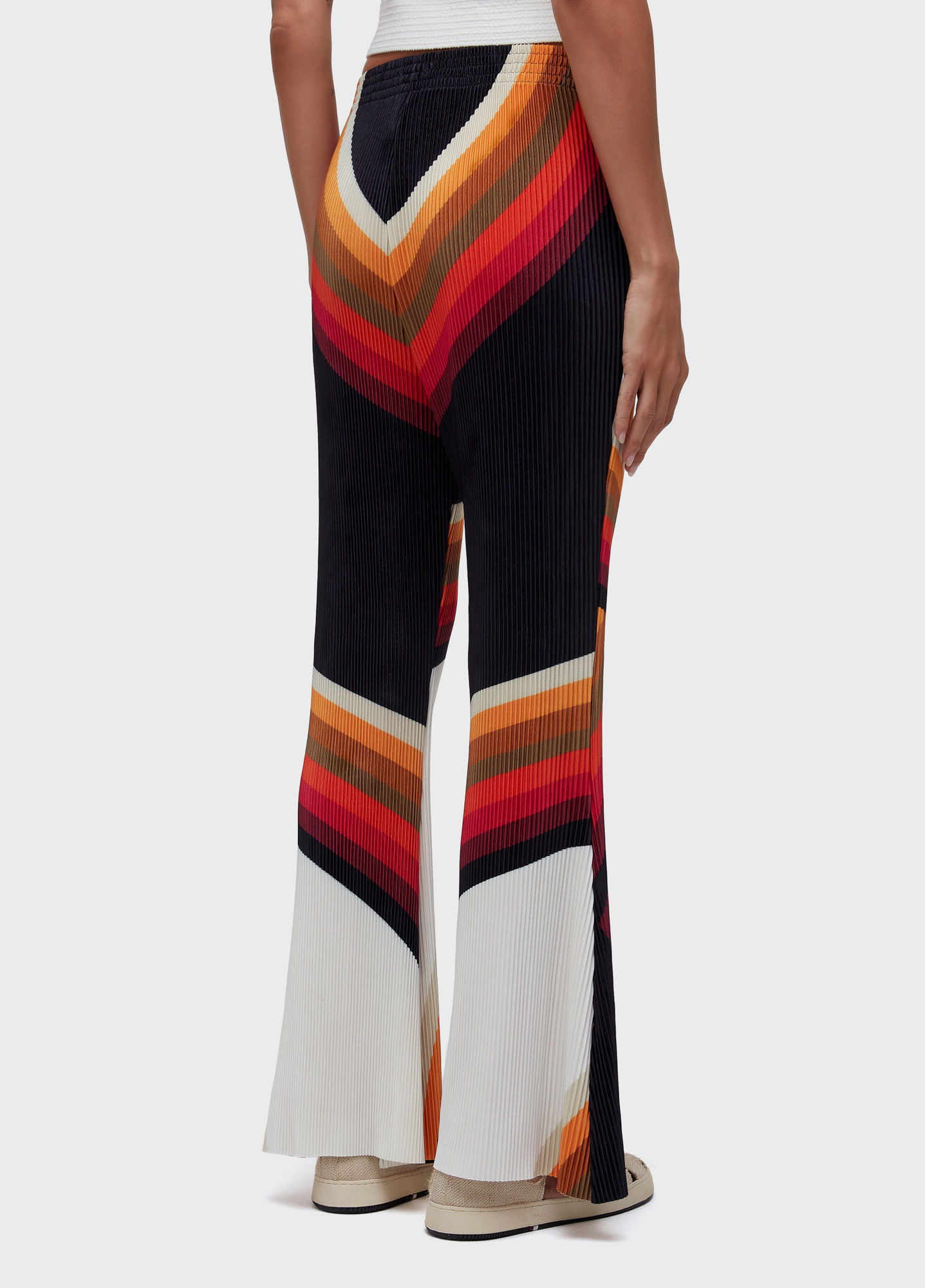 Calça reta plisse onda