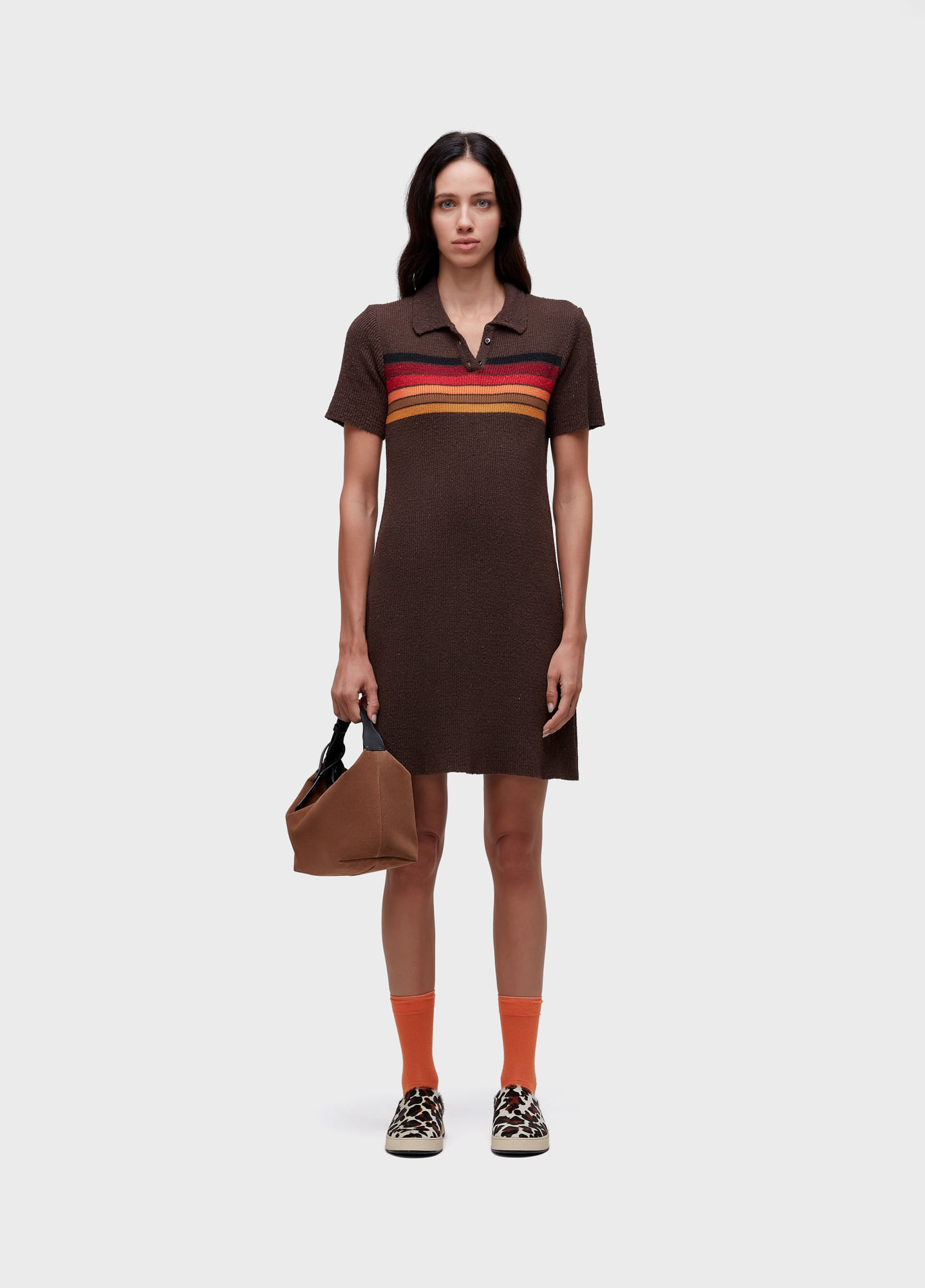 Vestido polo tricot listras
