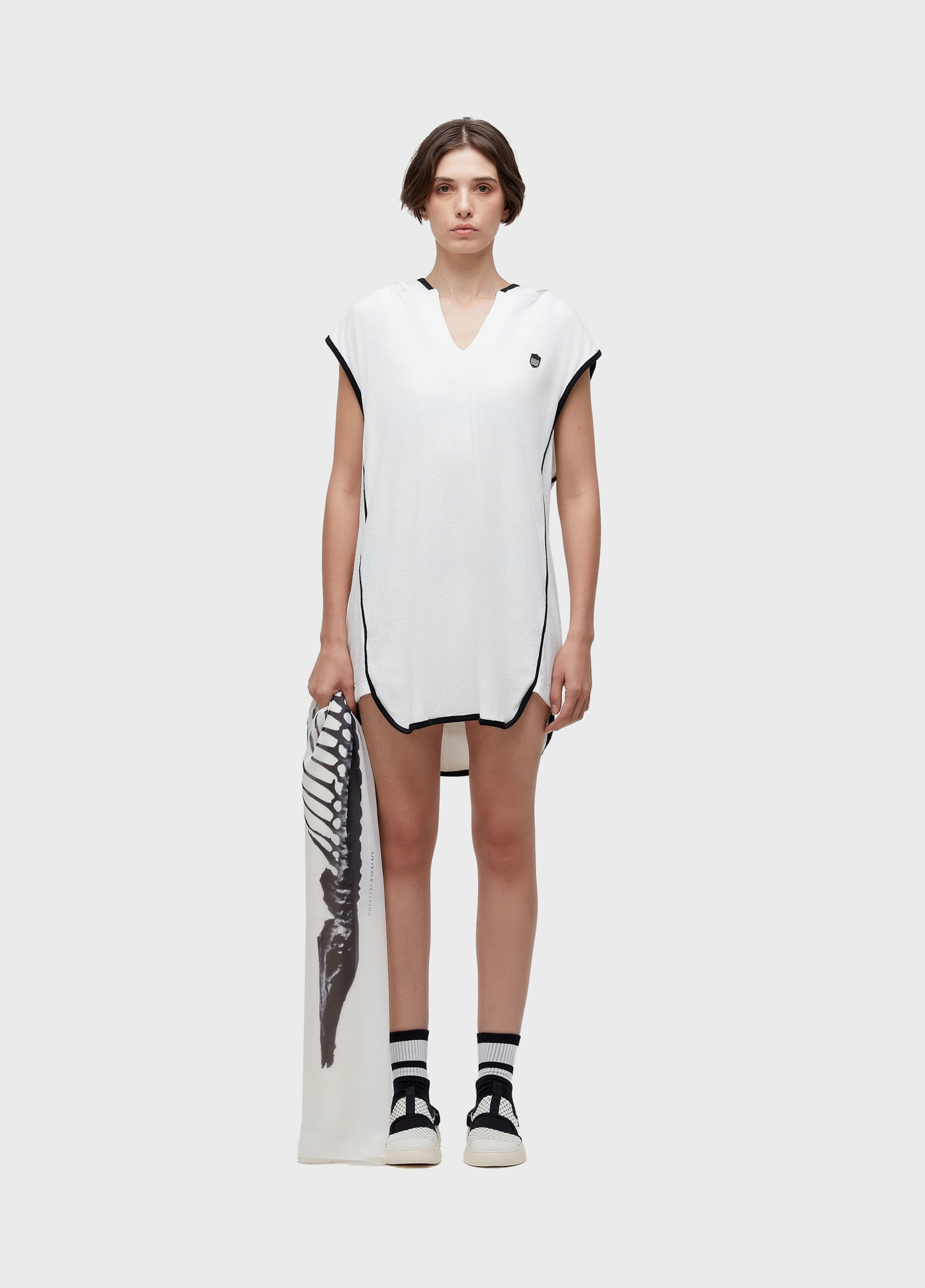 Vestido sobreposicao vies atoalhado