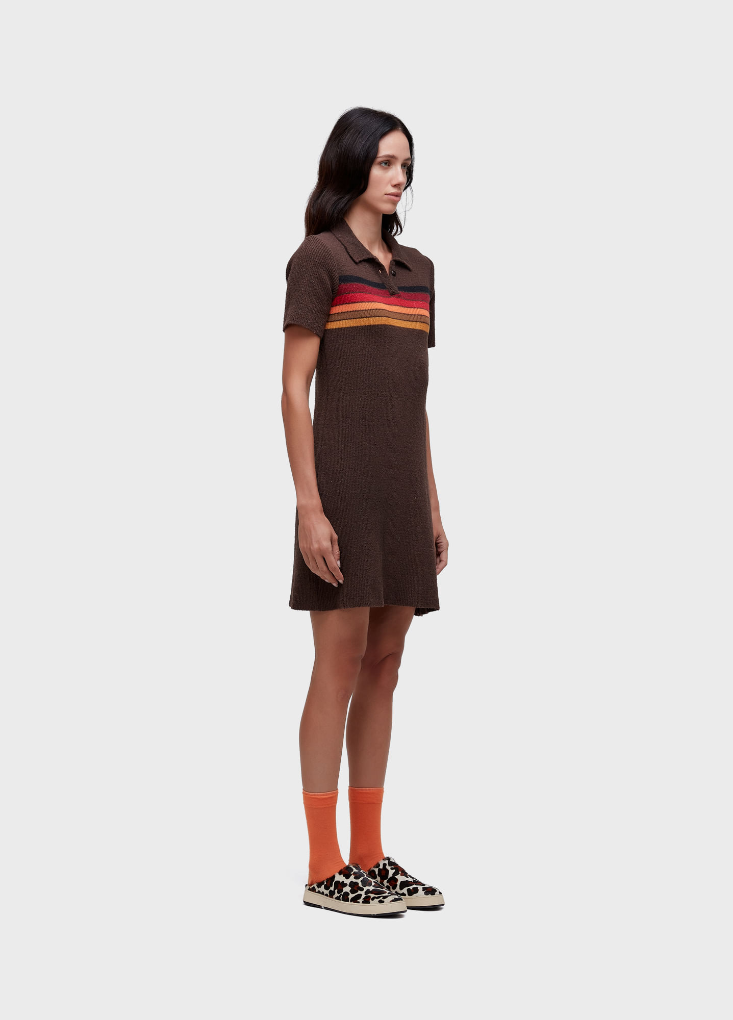 Vestido polo tricot listras