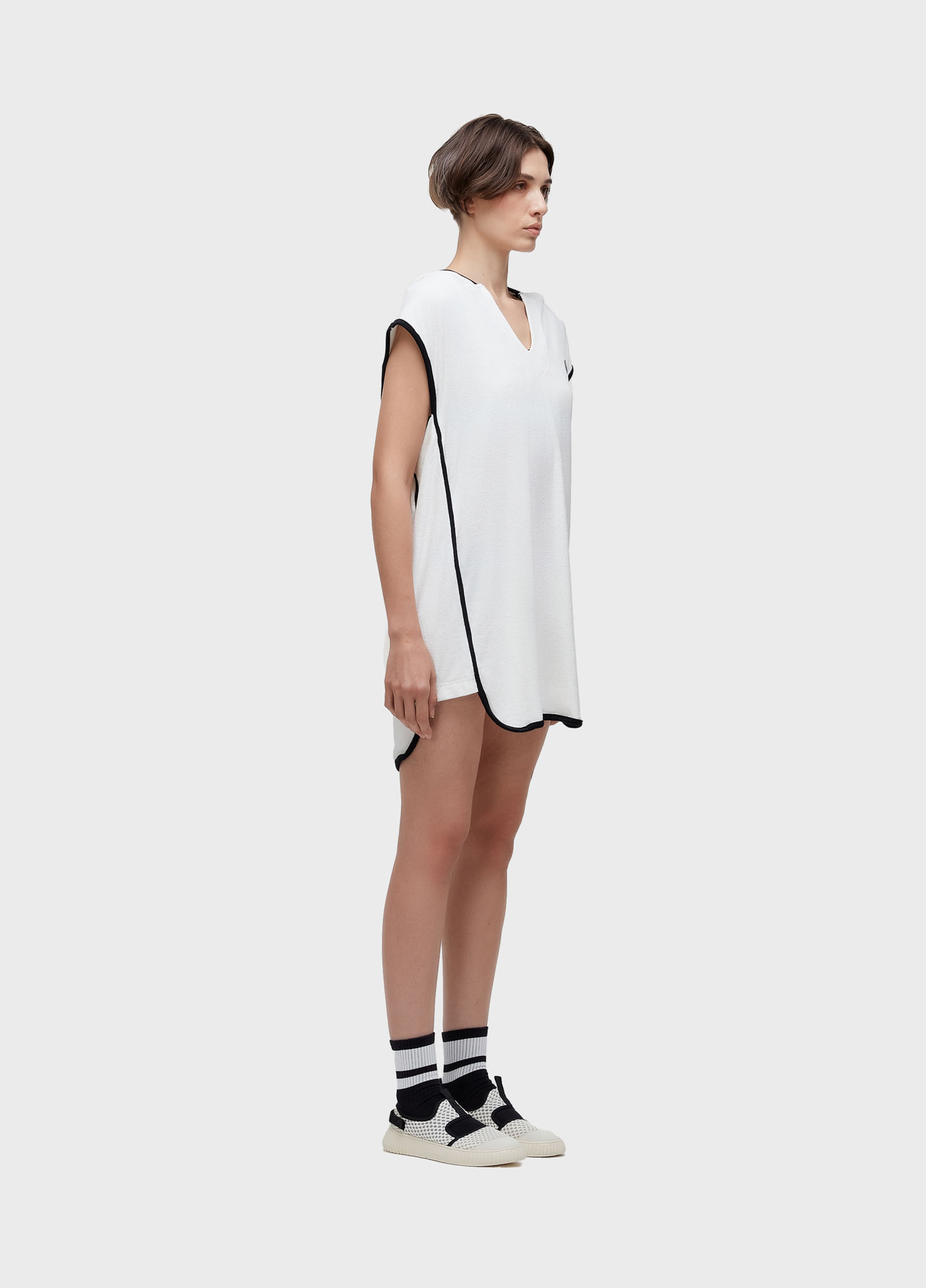 Vestido sobreposicao vies atoalhado