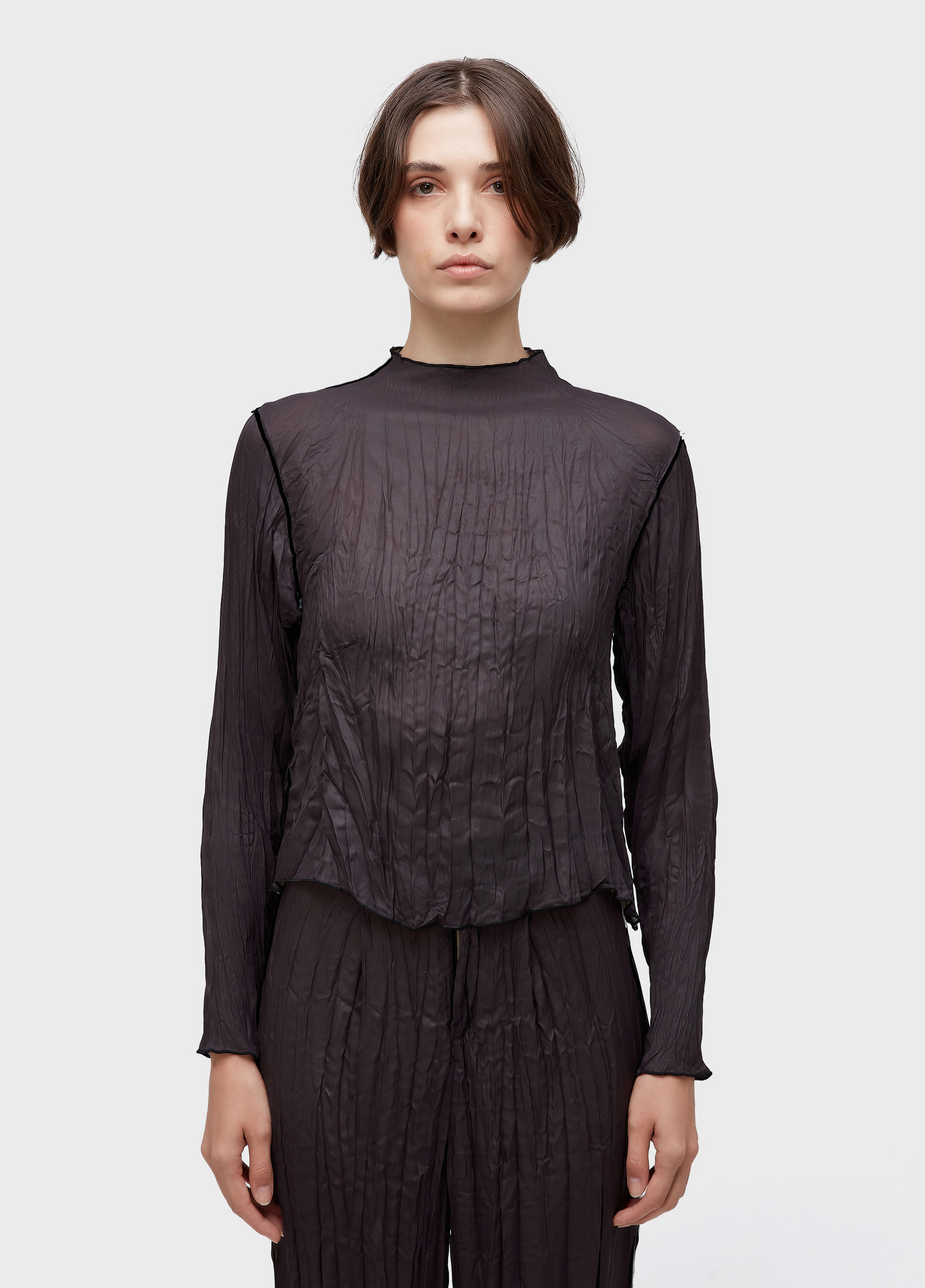 Blusa wrinkle satin double face