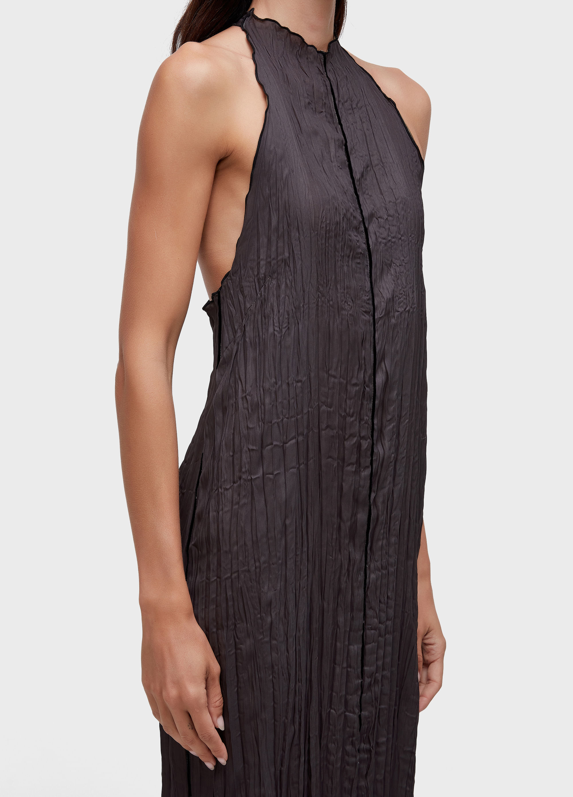 Vestido raglan wrinkle satin double face