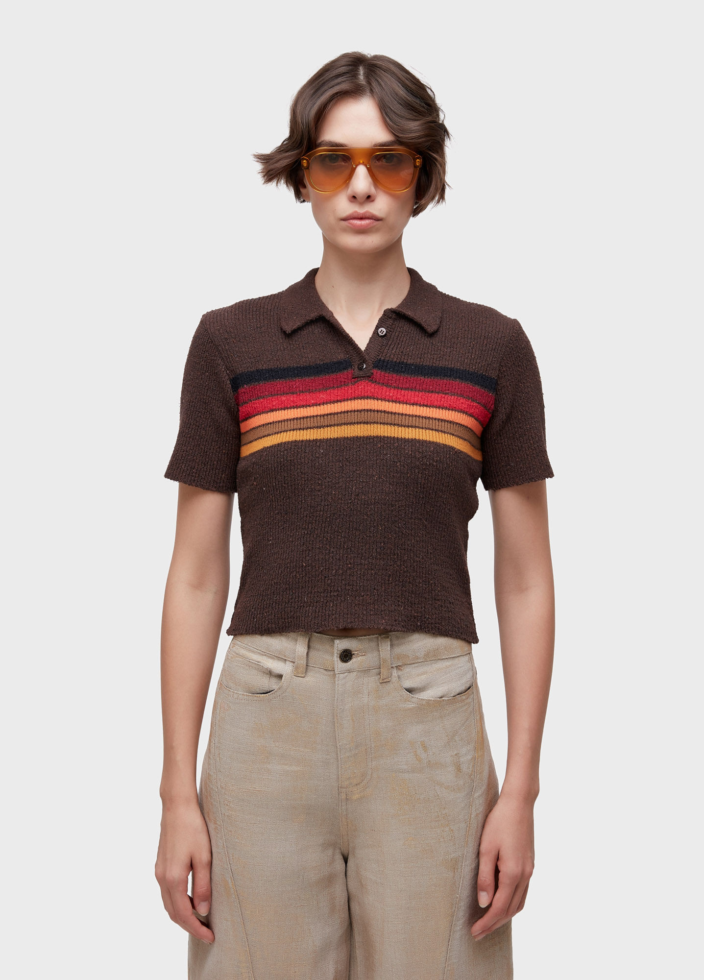 Blusa polo tricot listras