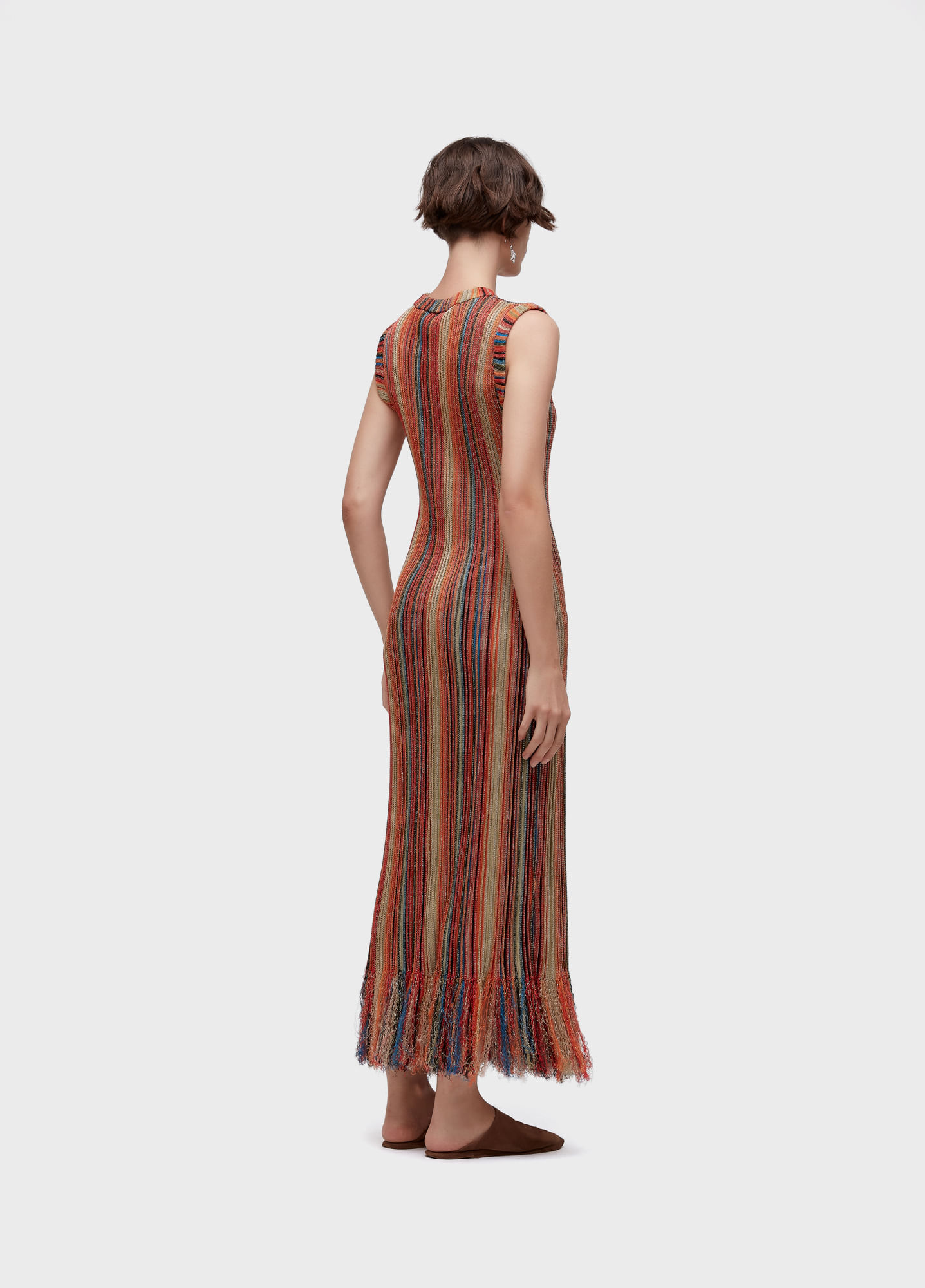 Vestido tricot longo nervuras