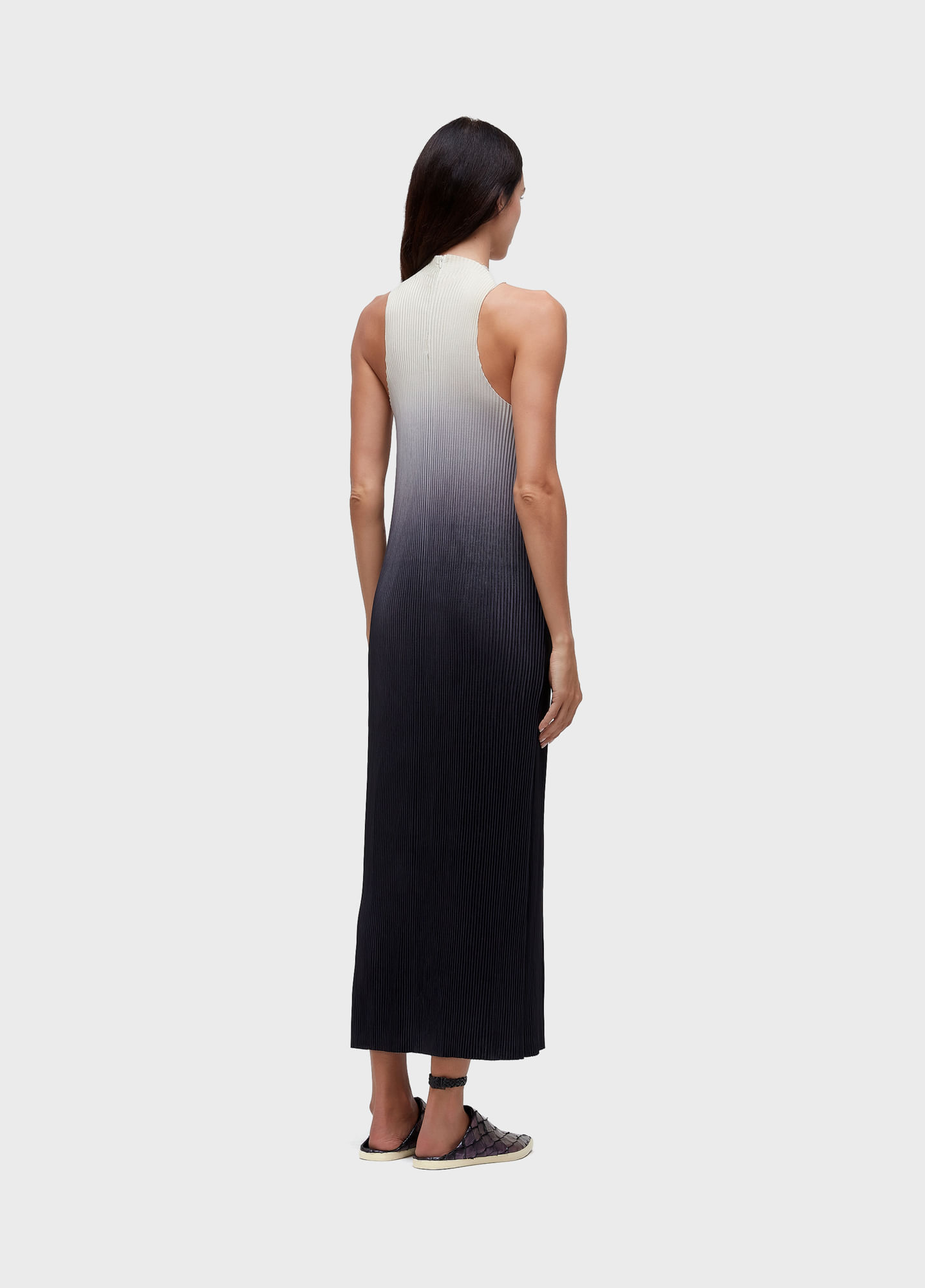 Vestido raglan longui plisse degrade
