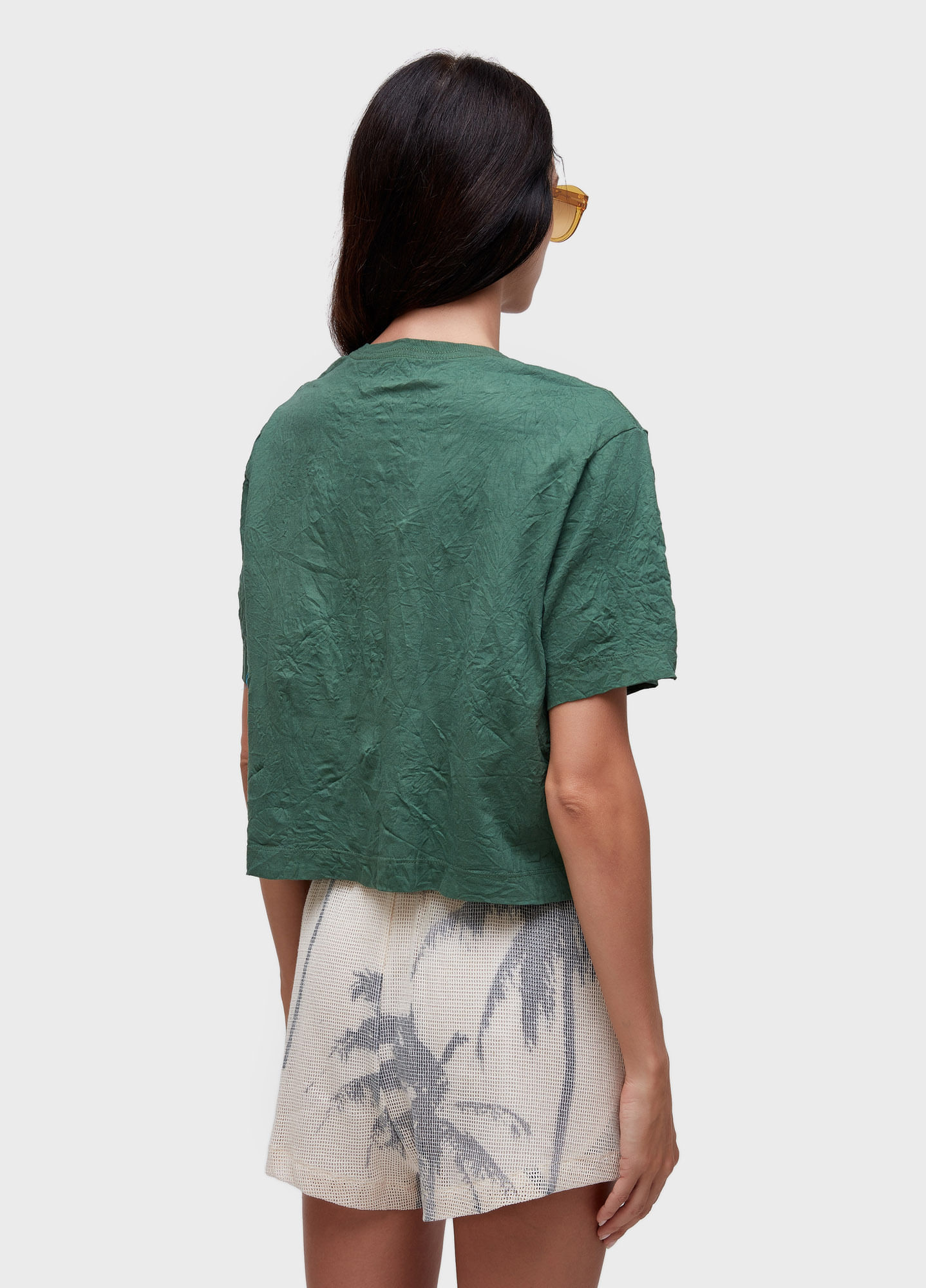 T-shirt cropped wrinkle