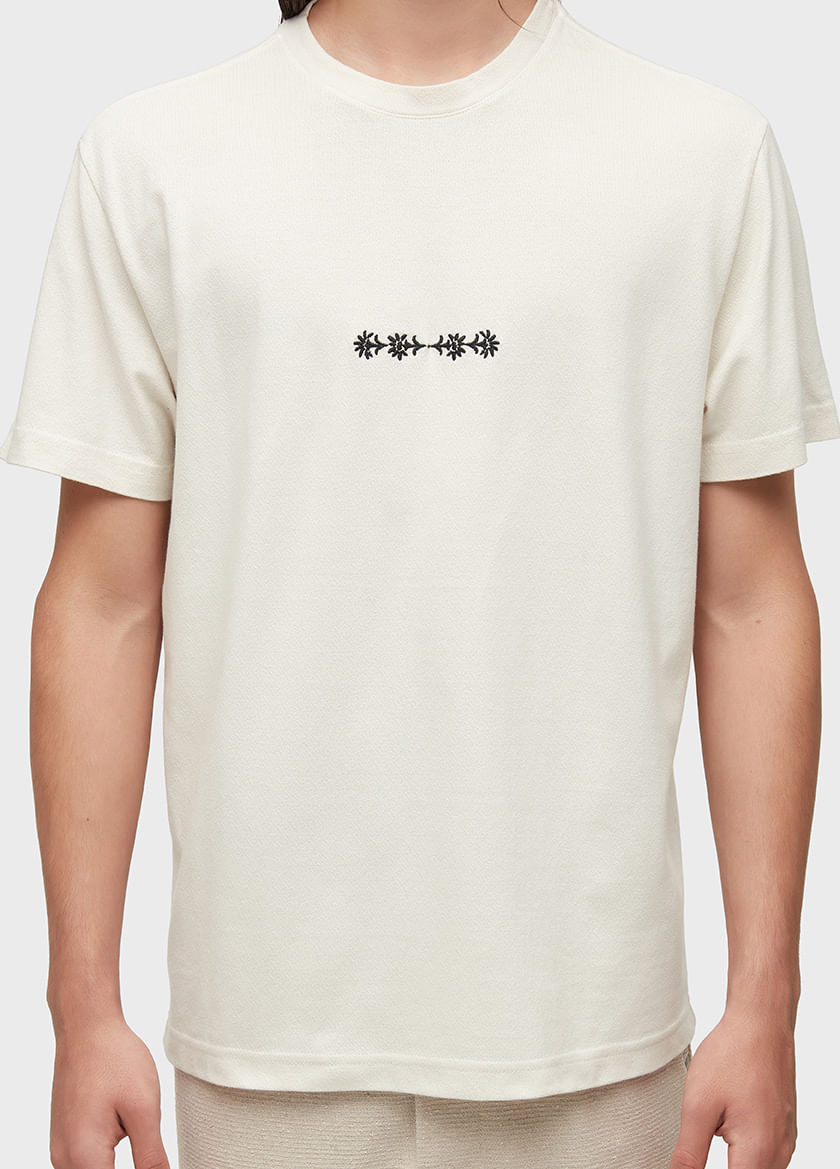 T-shirt vintage flower embroidered