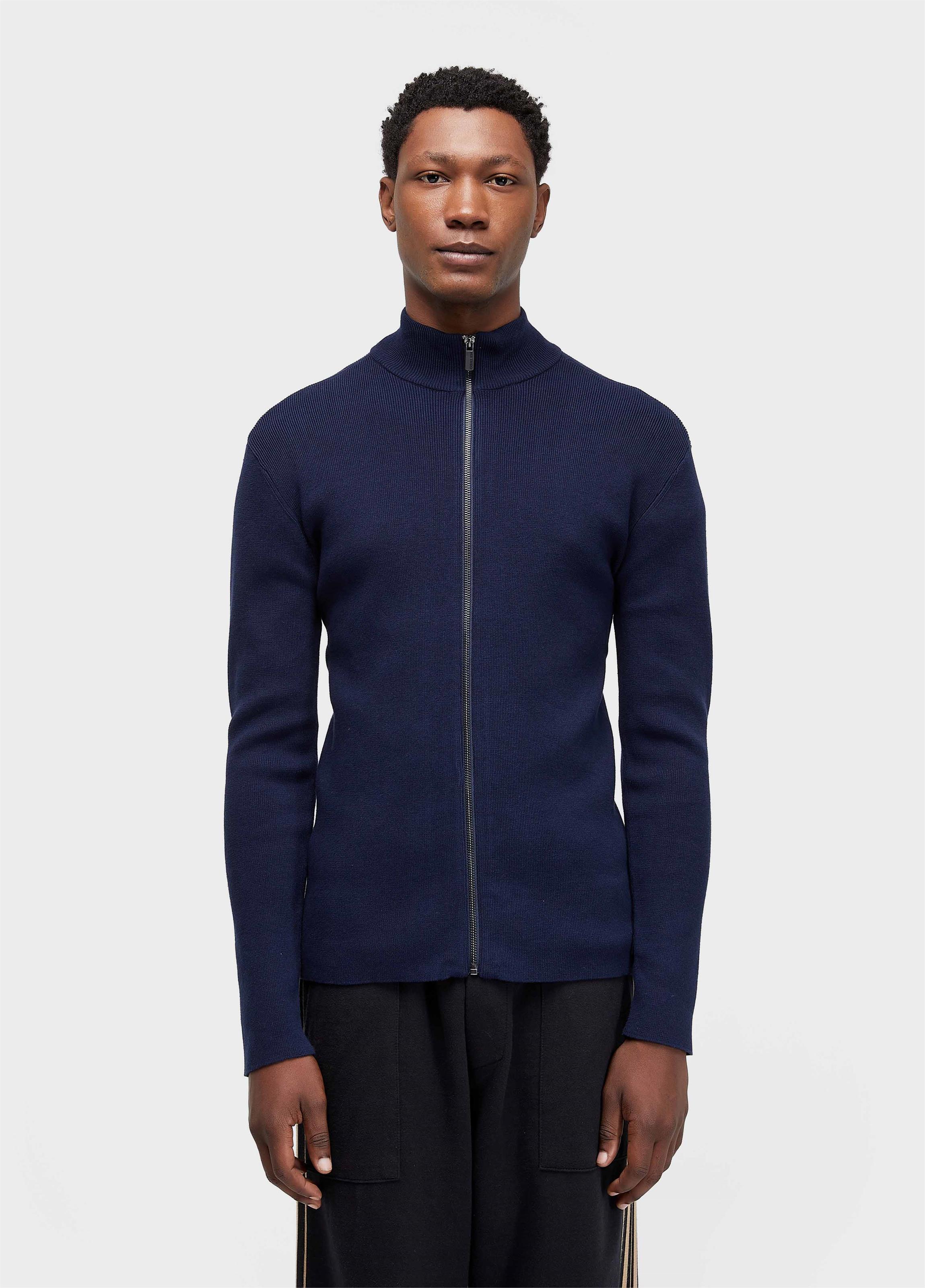 Sweater tricot zipped cotton