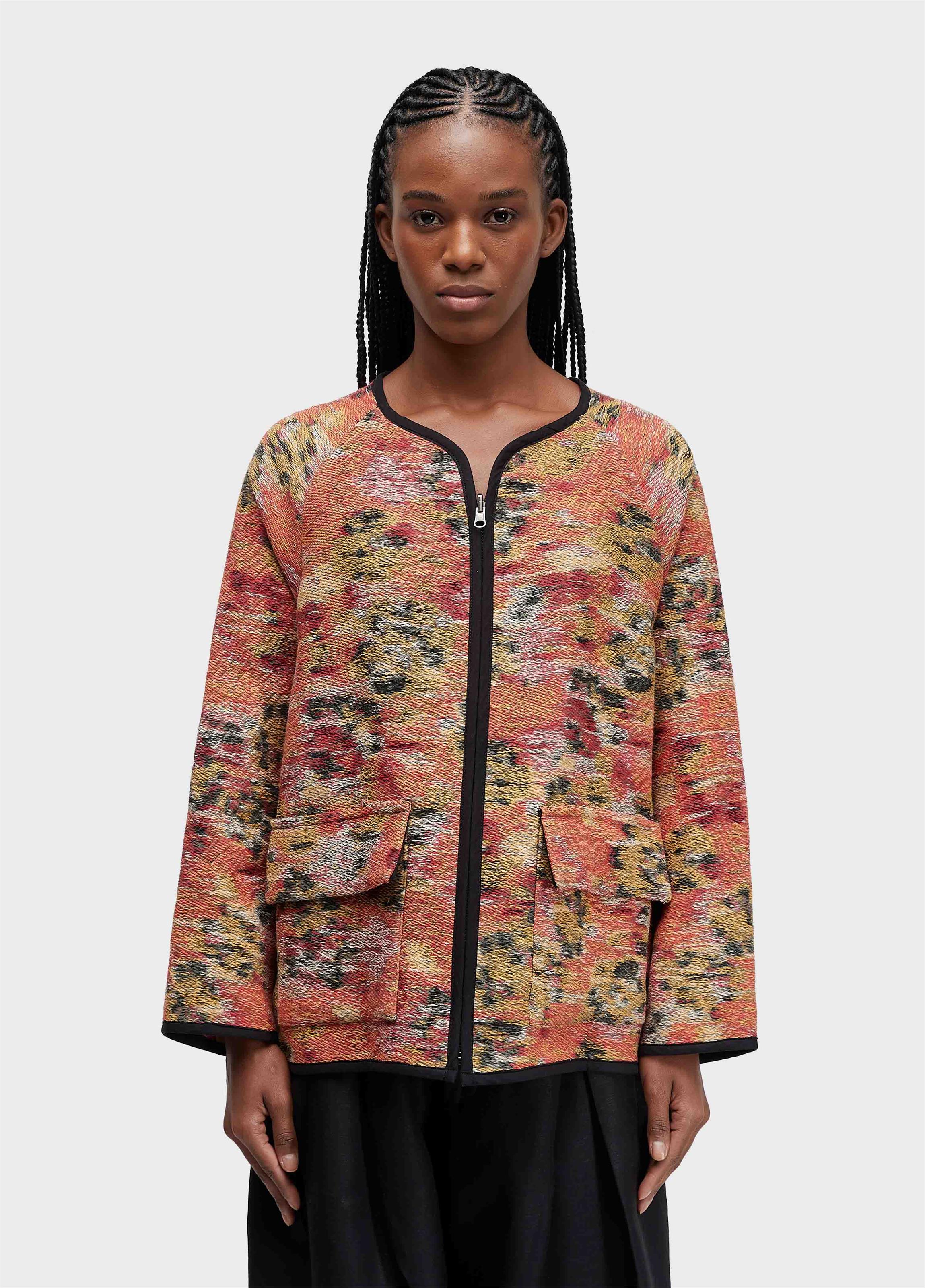 Casaco double roseira jacquard