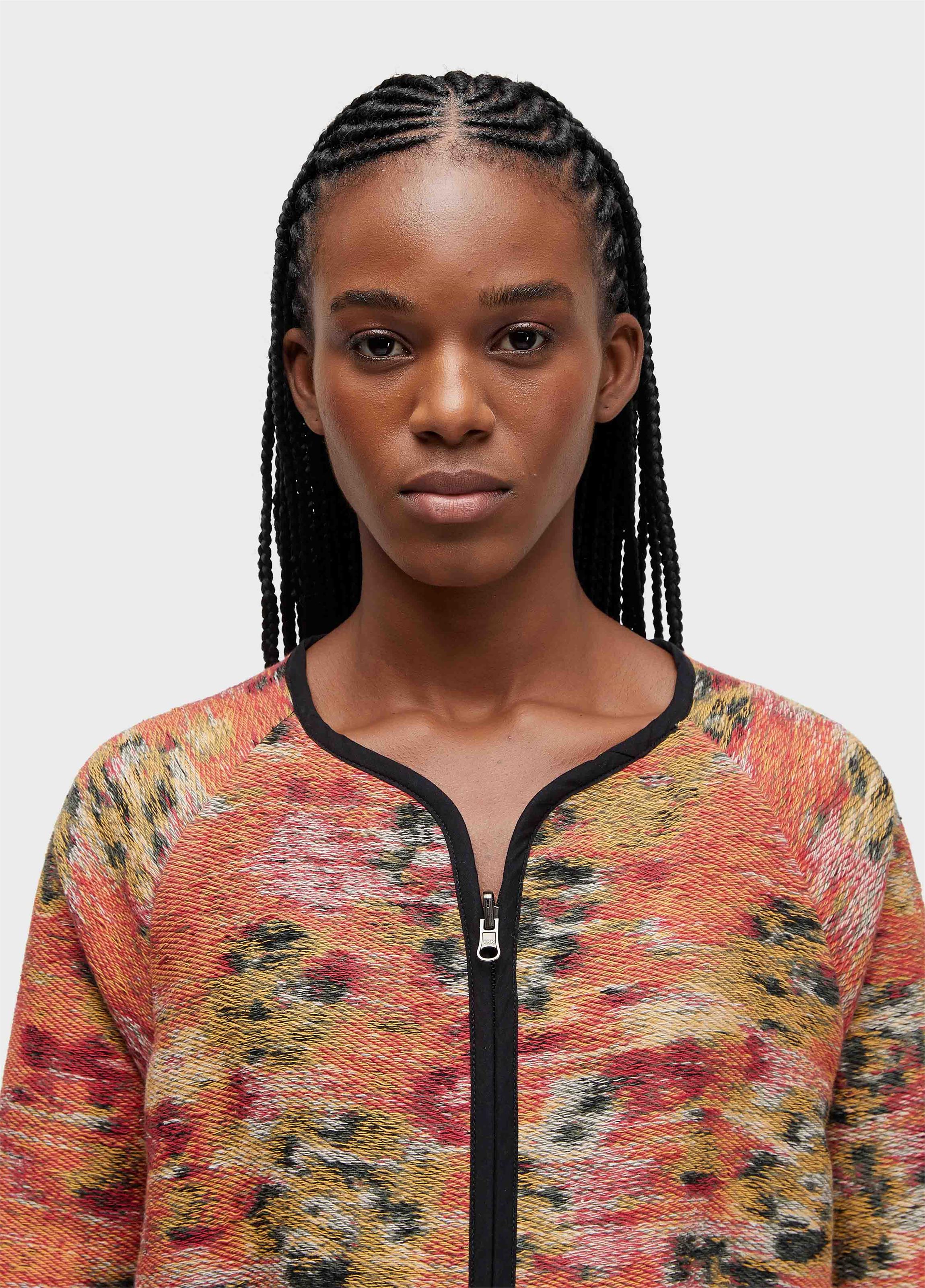 Casaco double roseira jacquard