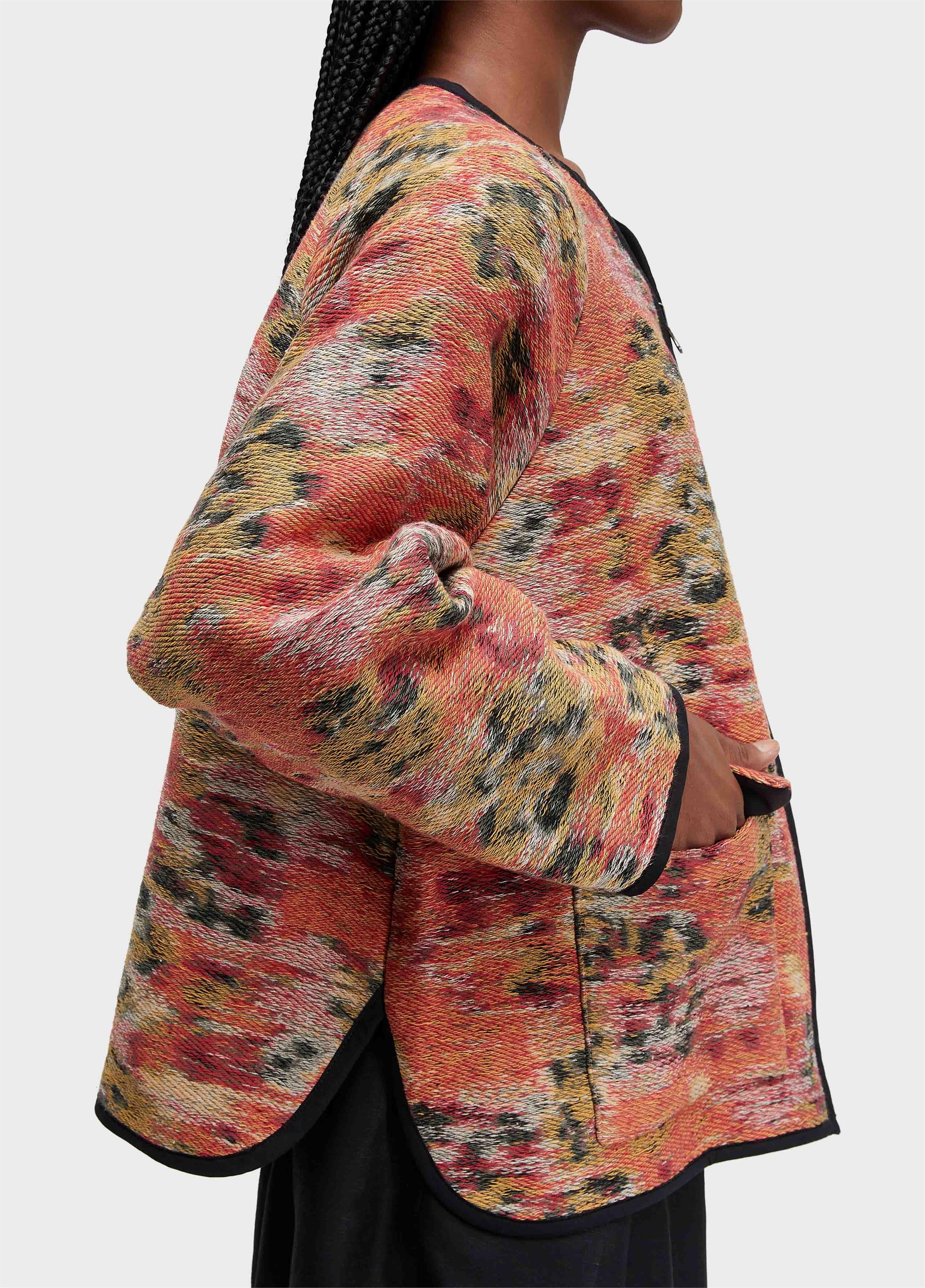 Casaco double roseira jacquard