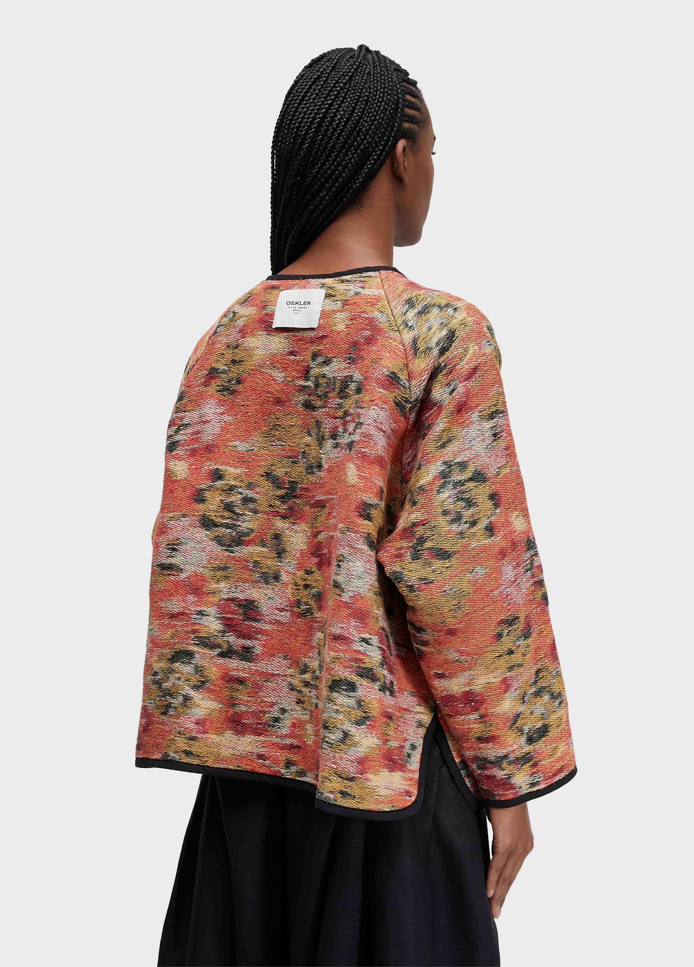 Casaco double roseira jacquard