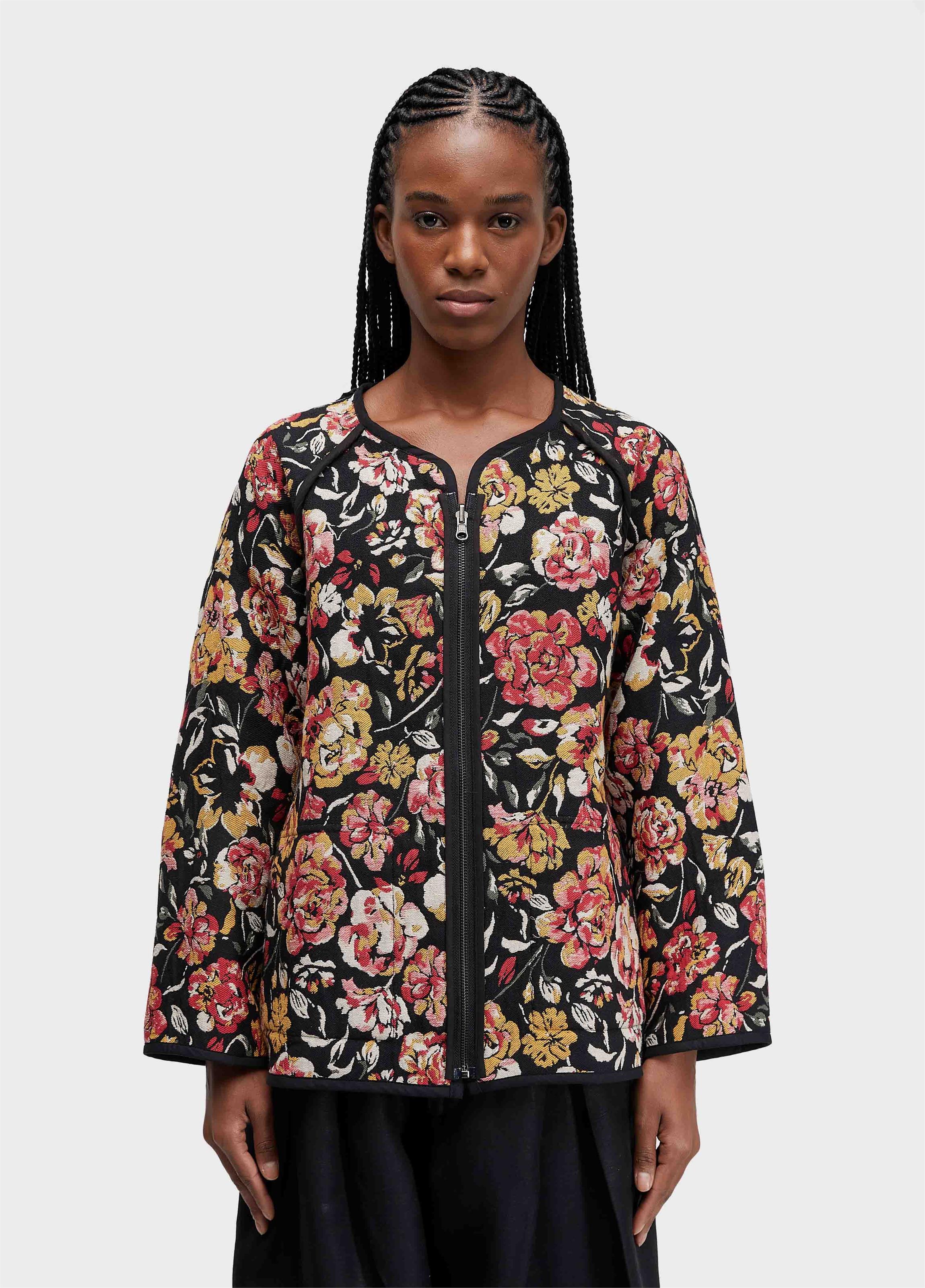 Casaco double roseira jacquard