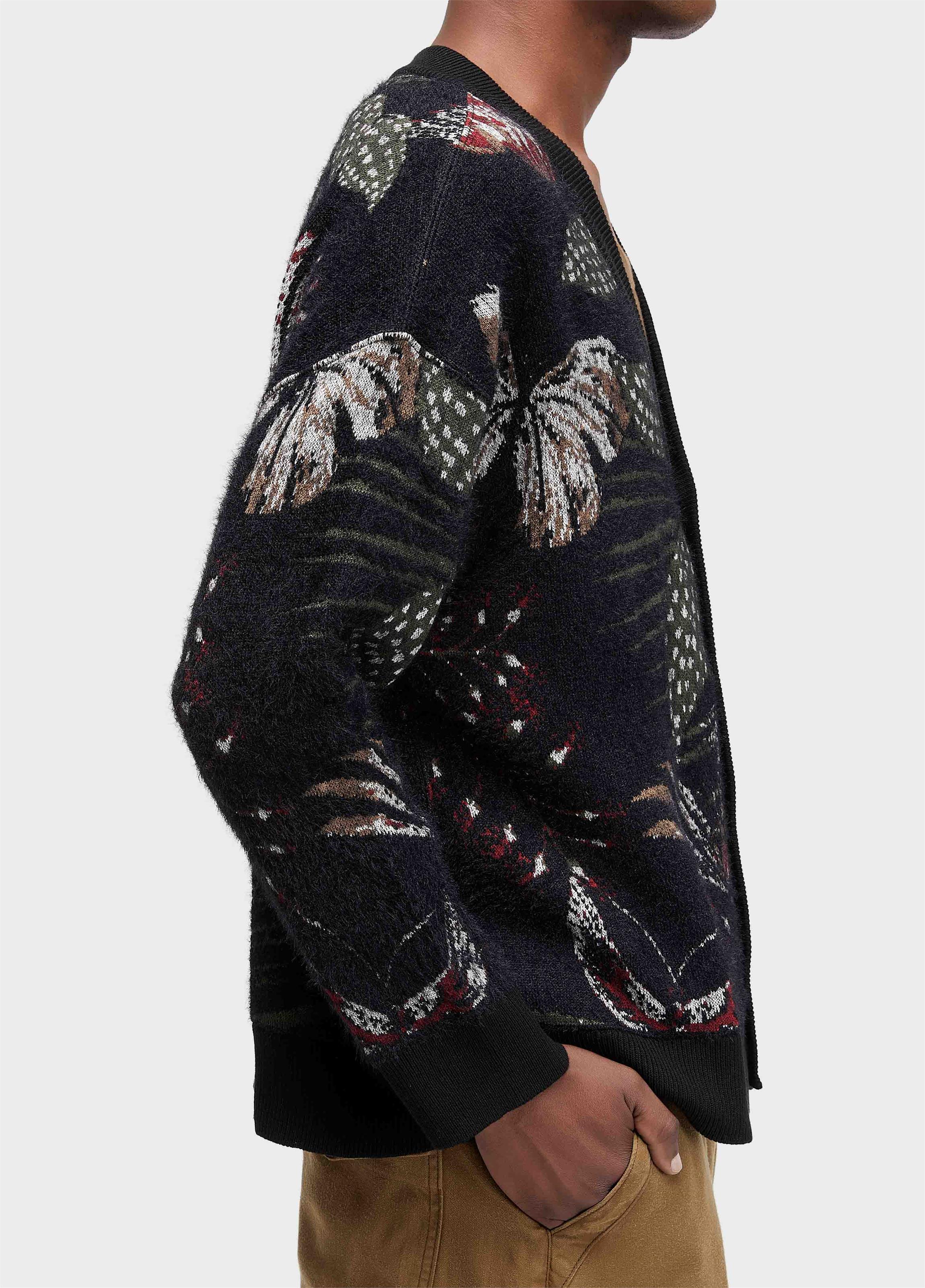 Cardigan jacquard botanique
