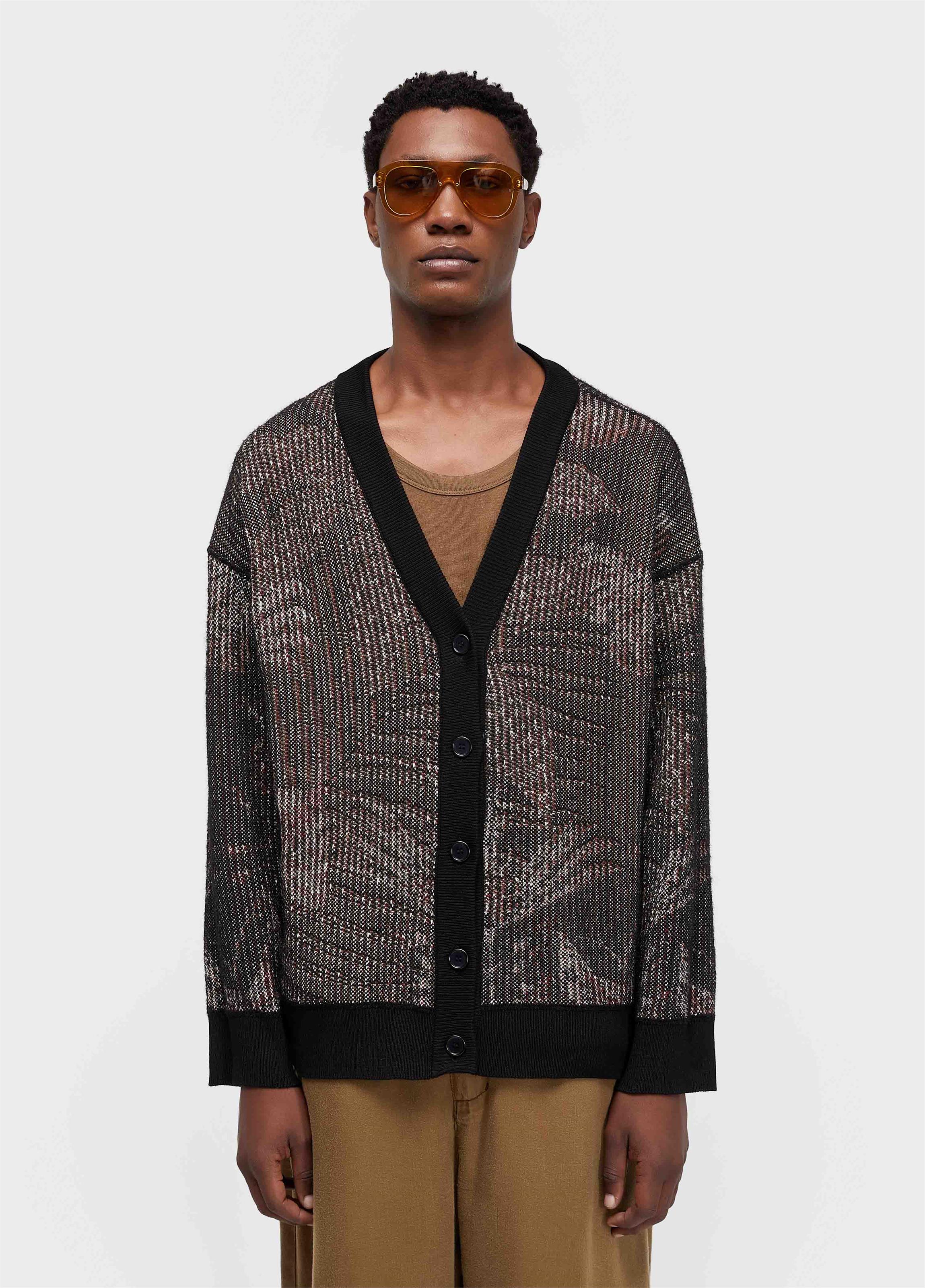 Cardigan jacquard botanique