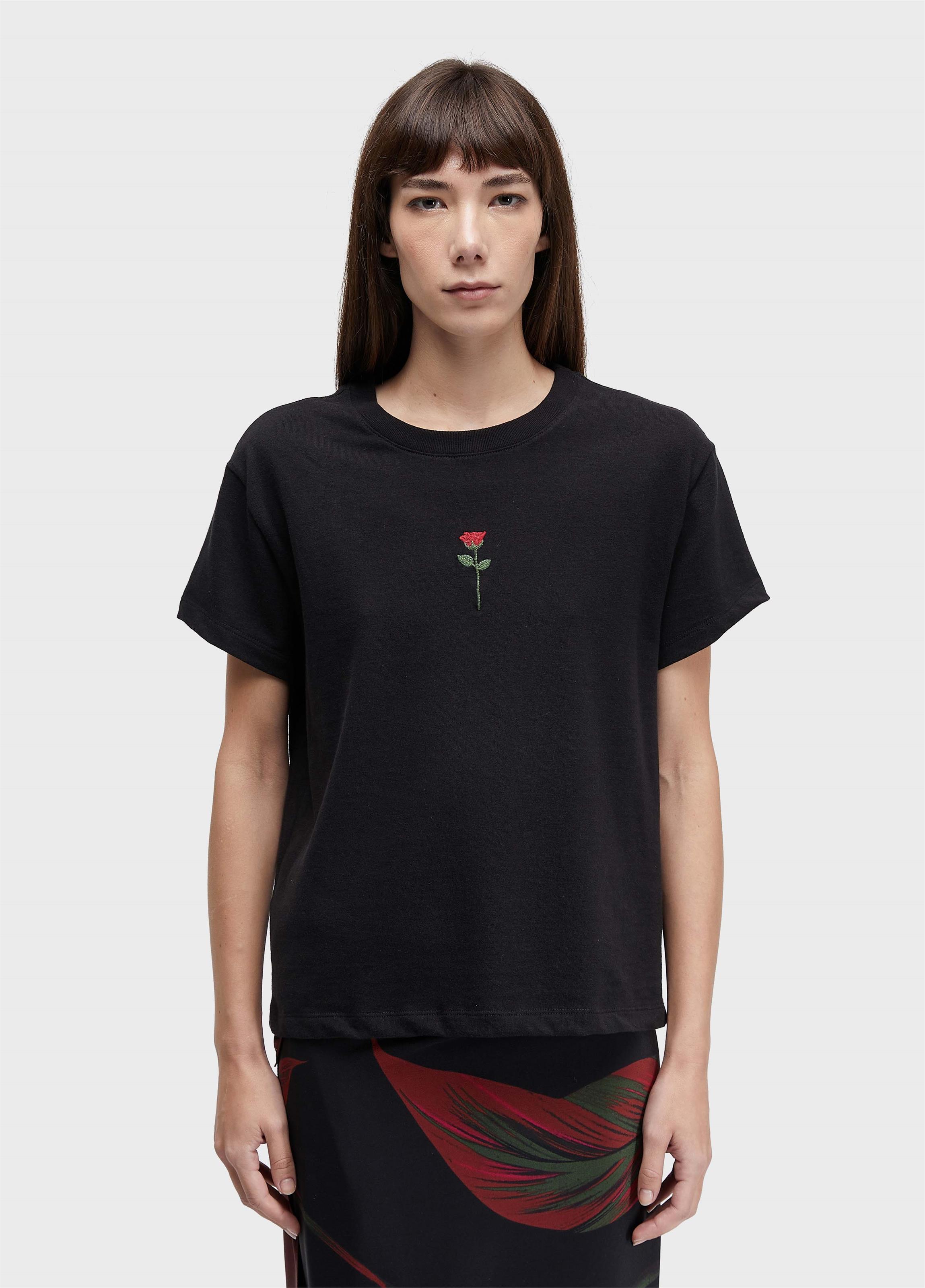 T-shirt rosa bordada