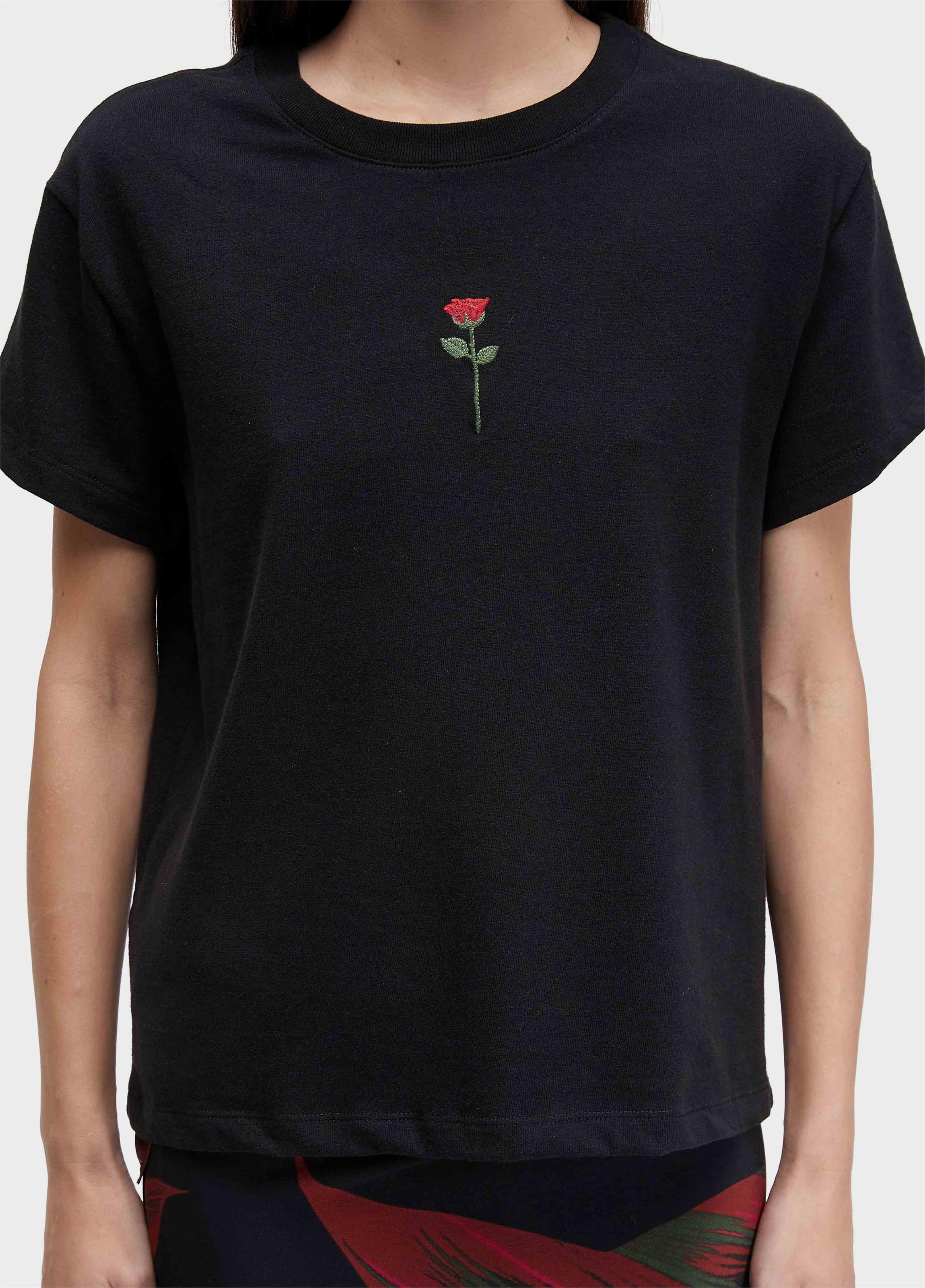 T-shirt rosa bordada