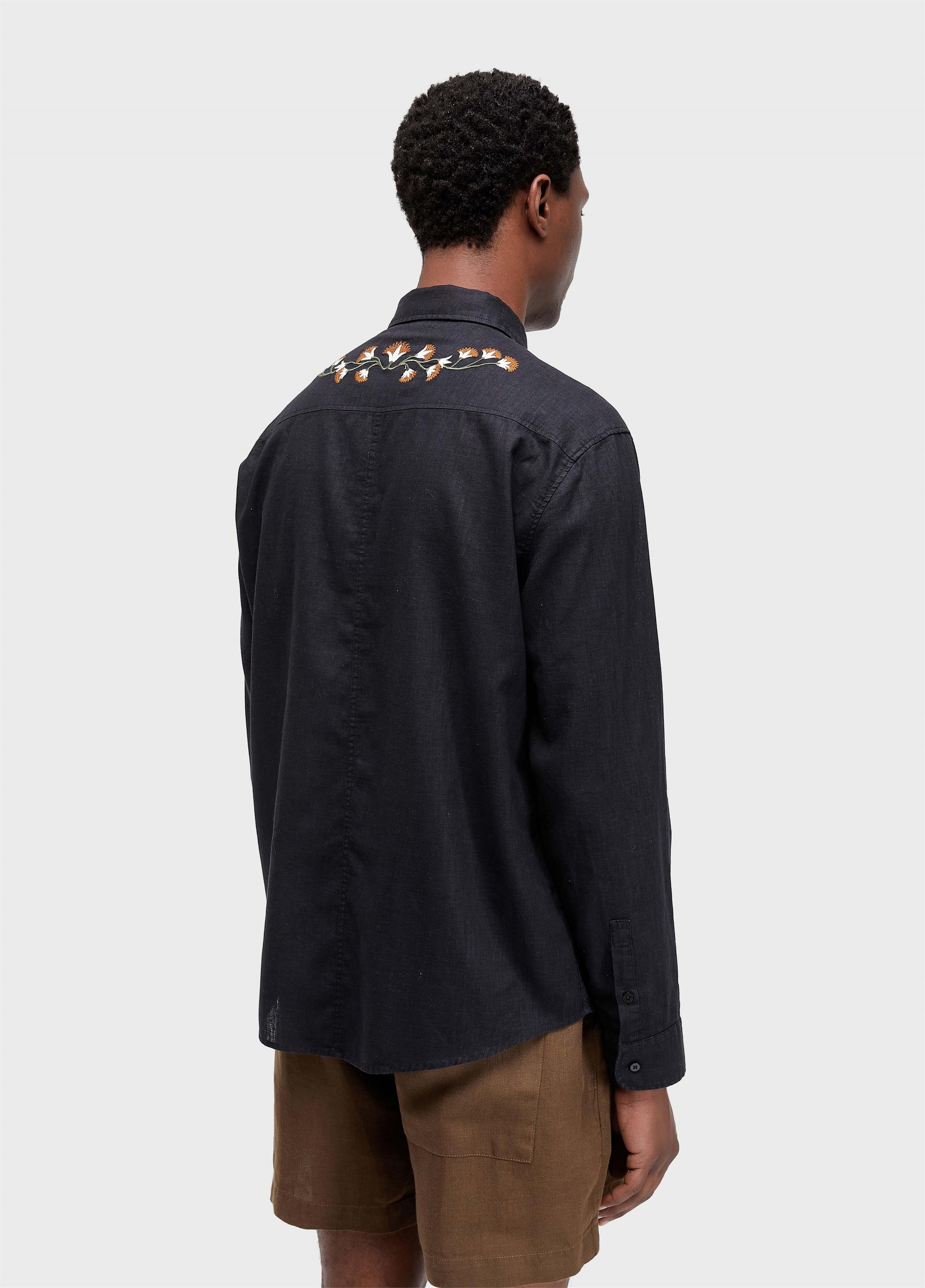 Camisa linen floral trama
