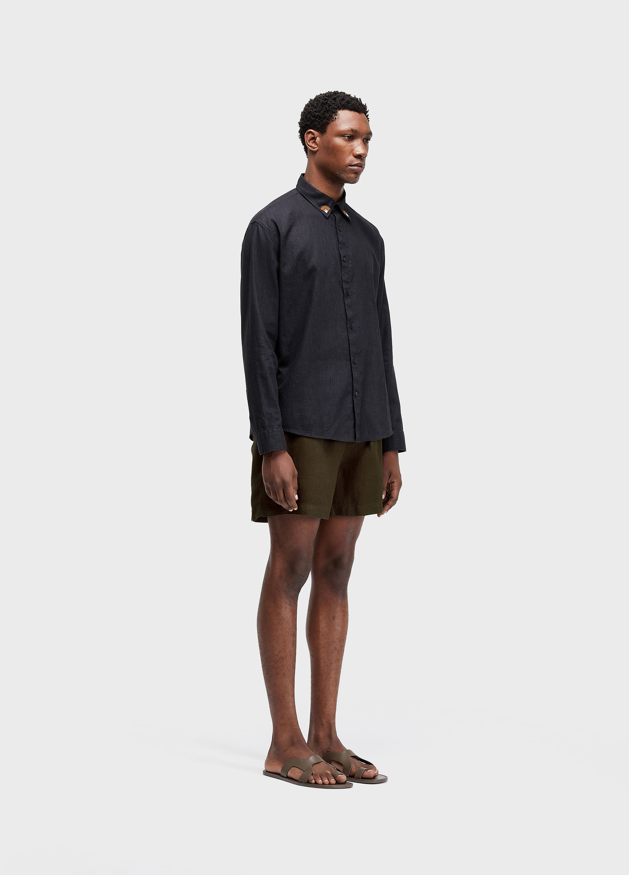 Camisa linen floral trama
